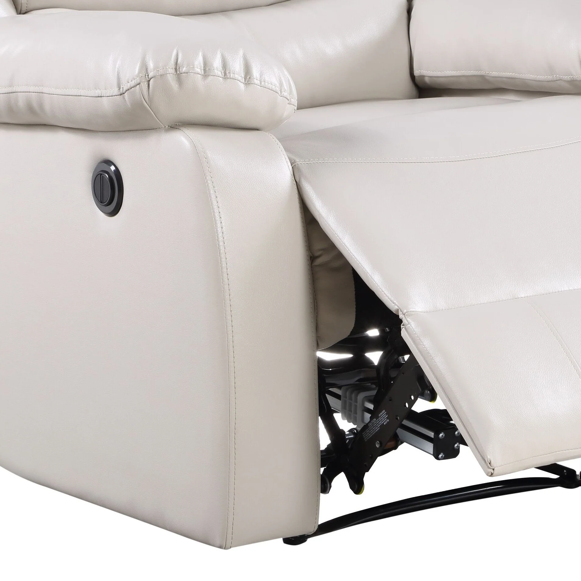 Beige Synthetic Leather Power Motion Recliner