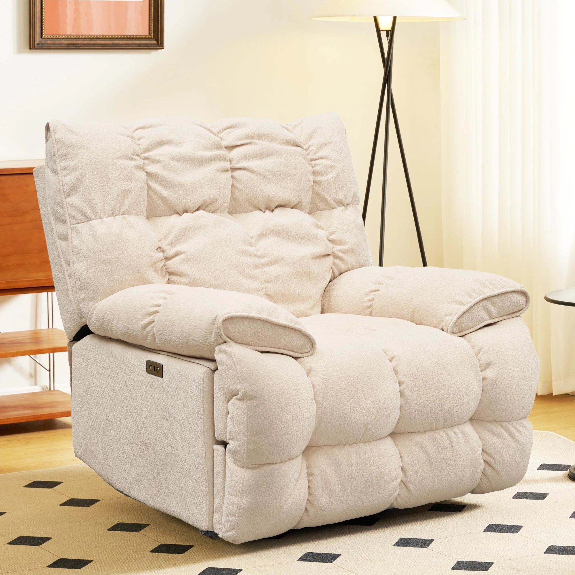 Fabric 360�� Swivel Electric Recliner Chair with Glide Motion
