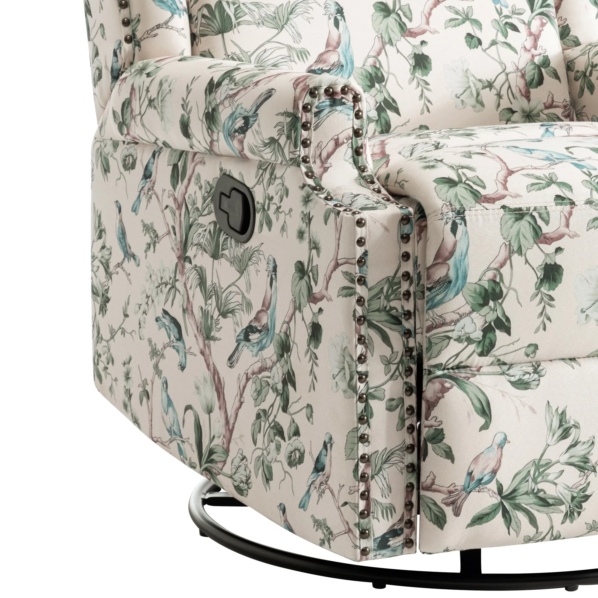 Linen Manual Swivel Base Recliner Chair with Footrest