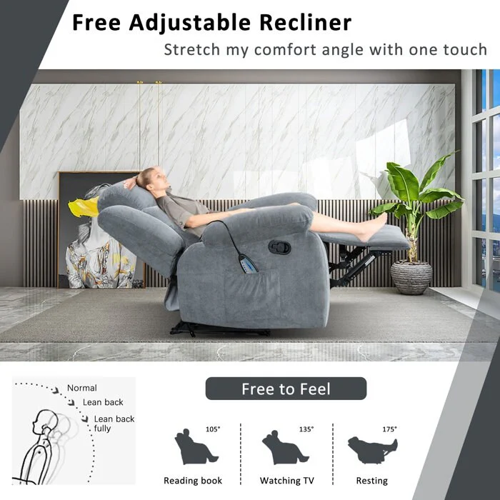 Soft Recliner Chair with Massage and Heat Function