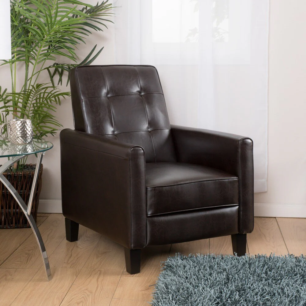 Ethan Tufted Bonded Leather Recliner Chair by Christopher Knight Home