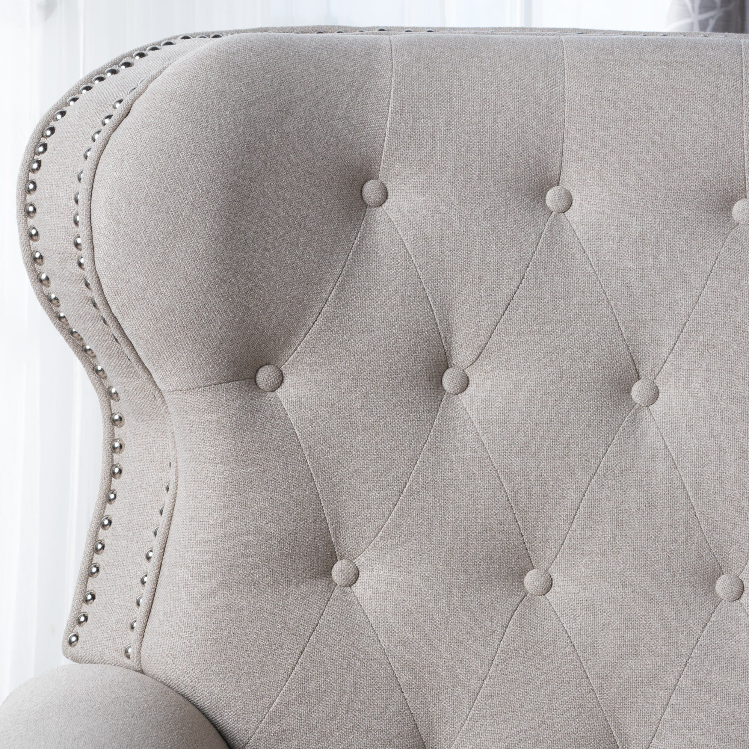 Diamond?Stitch Tufted Recliner Chair with Nailhead Trim