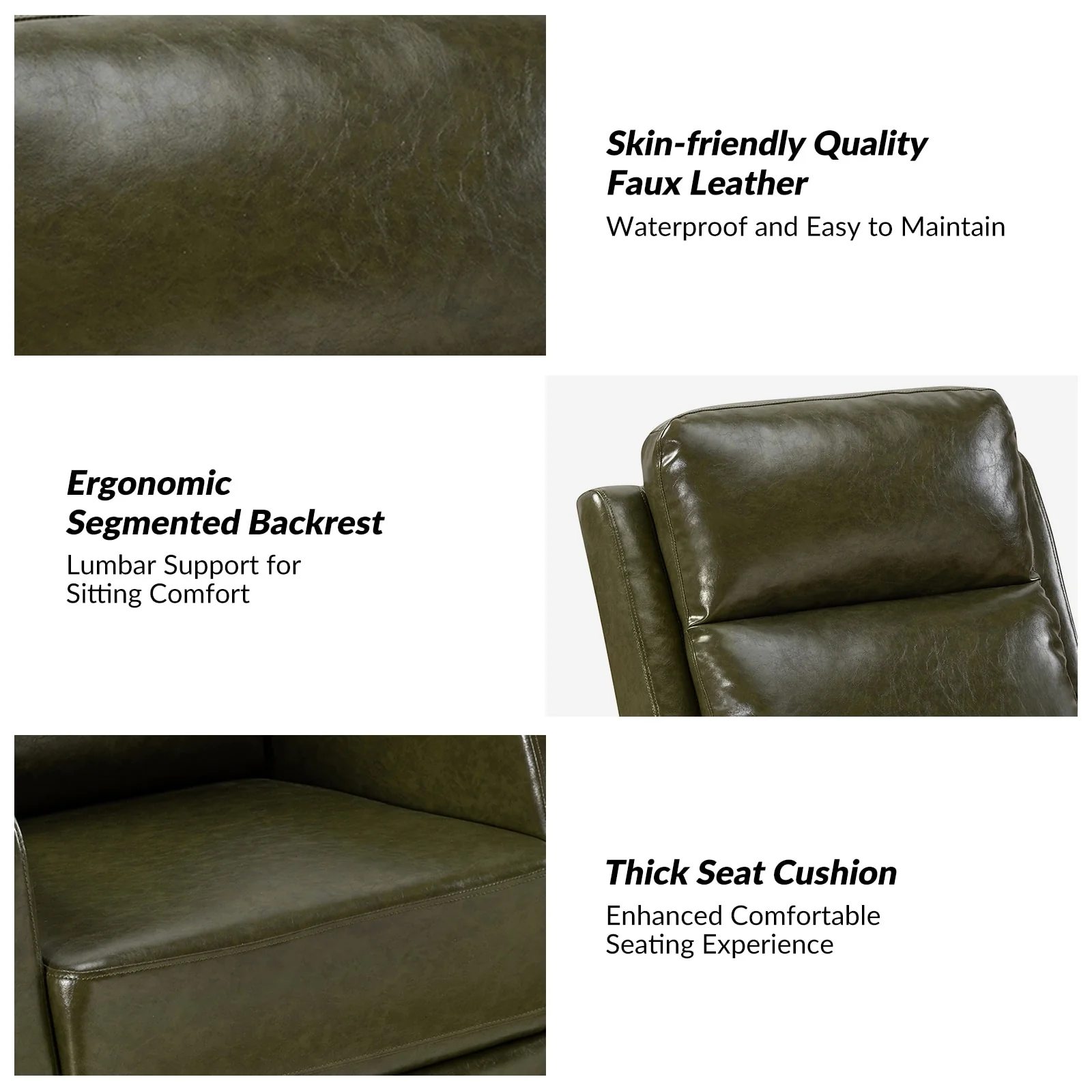 Esteban Modern Faux Leather Manual Rocking Swivel Recliner with Wingback