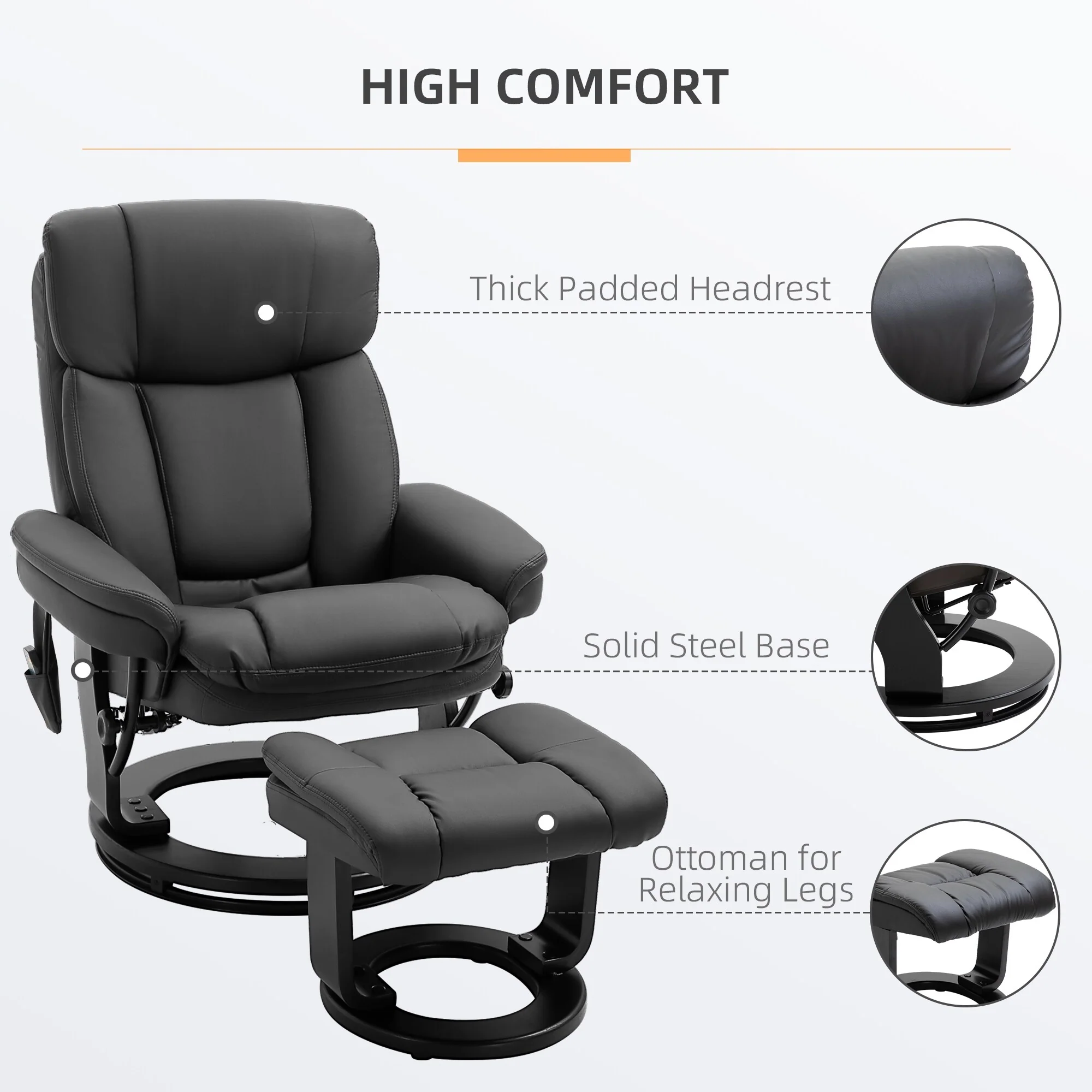 Massage Recliner Chair with Ottoman 10 Point Vibration