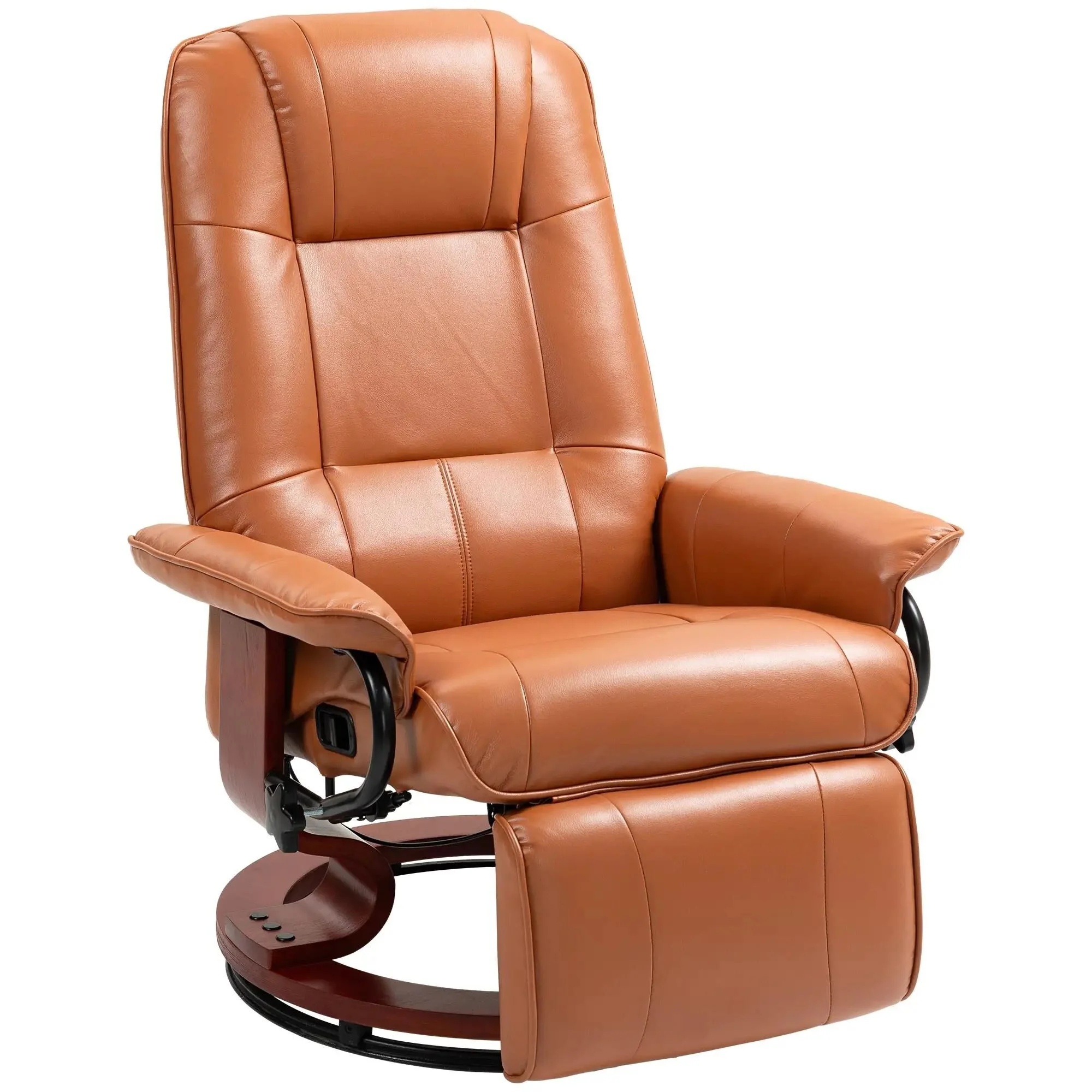 Faux Leather Recliner Chair, Swivel Recliner with Footrest, Armrest