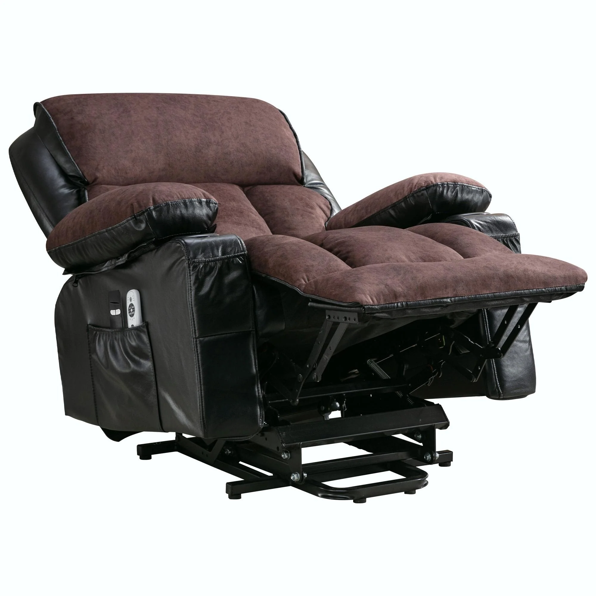 Power Electric Massage Lift Lounge Chair with Heating and Vibration Functions, Fleece Leather with USB