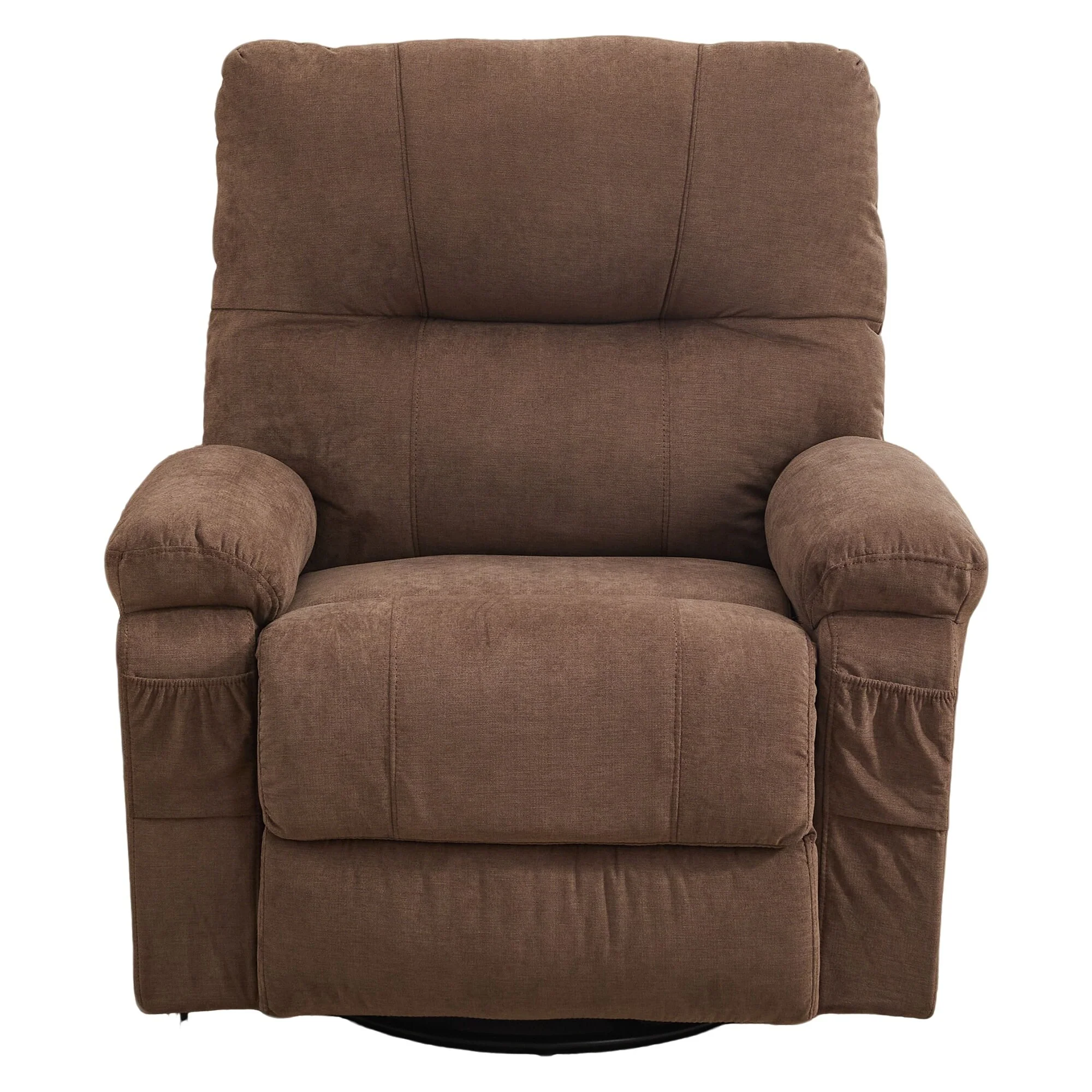 360�� Linen Swivel Rocker Recliner with Side Pockets