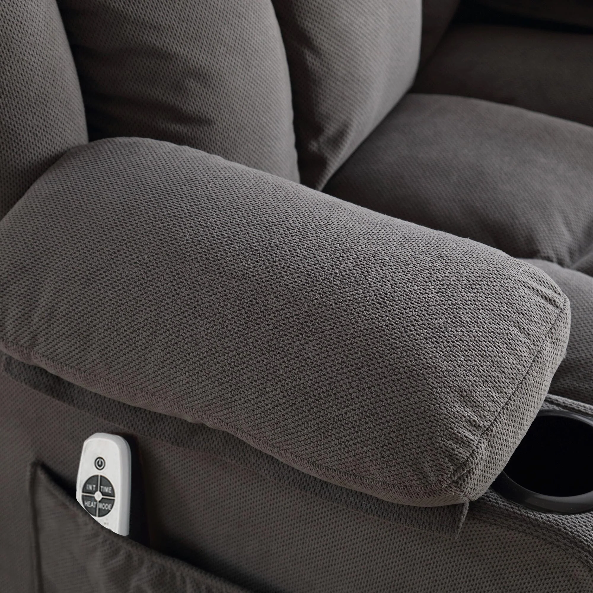 Swinging Recliner Massage Heated Sofa, with USB and 2 Cup Holders in Side Pockets