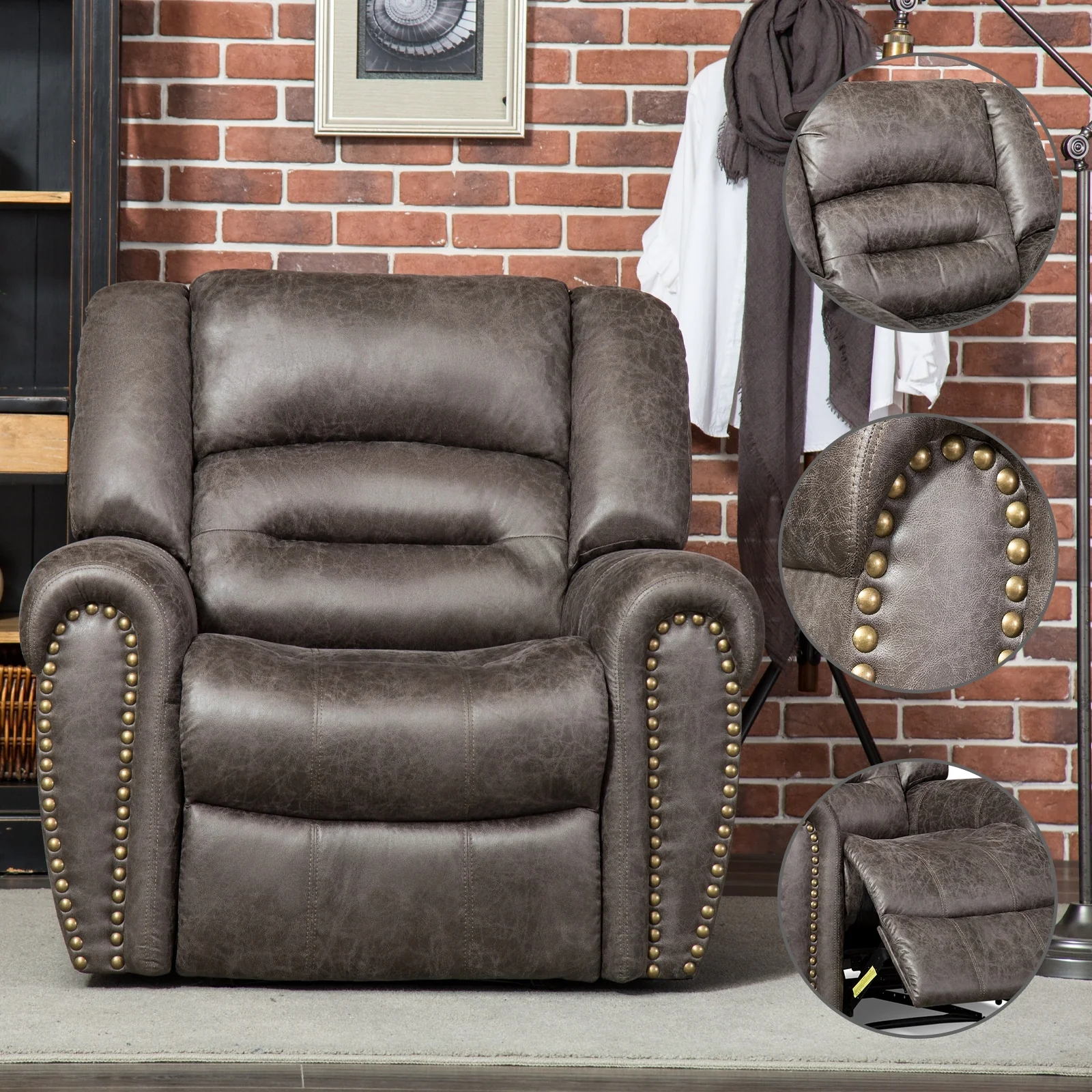 Overstuffed Manual Standard Recliner Chair Sofa