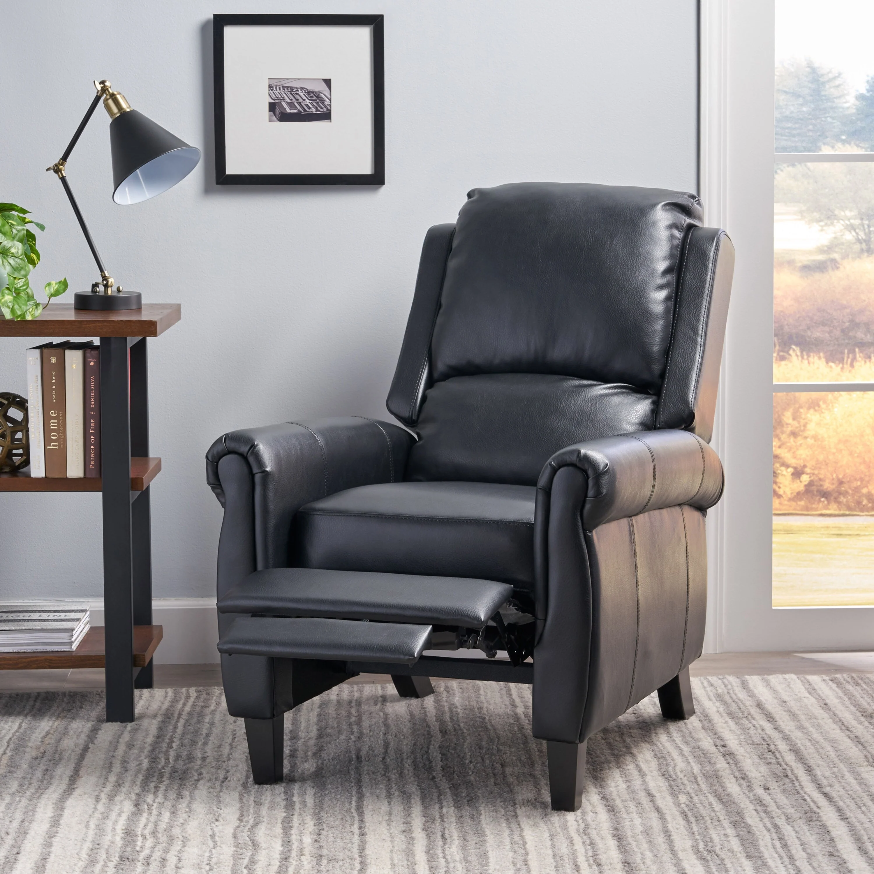 Manual PU Tufted Recliner Chair with Wooden Frame