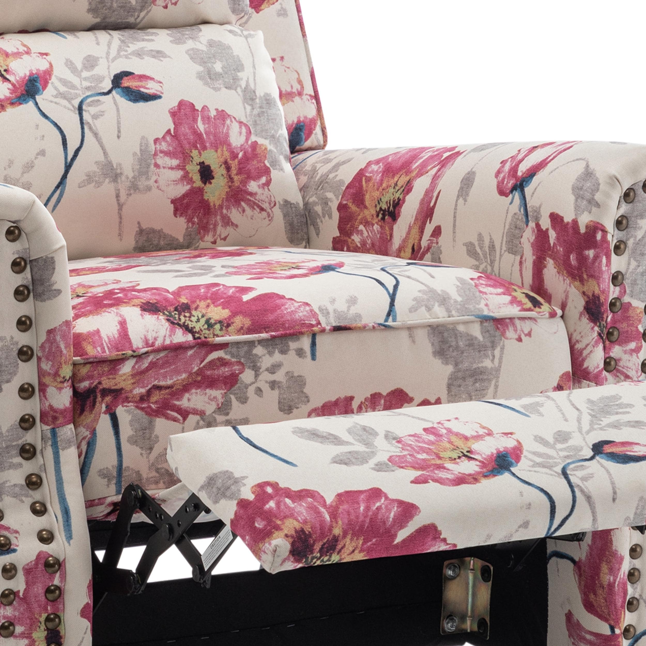 2 Set Manual Pushback Recliner Chair with Nailhead Trim