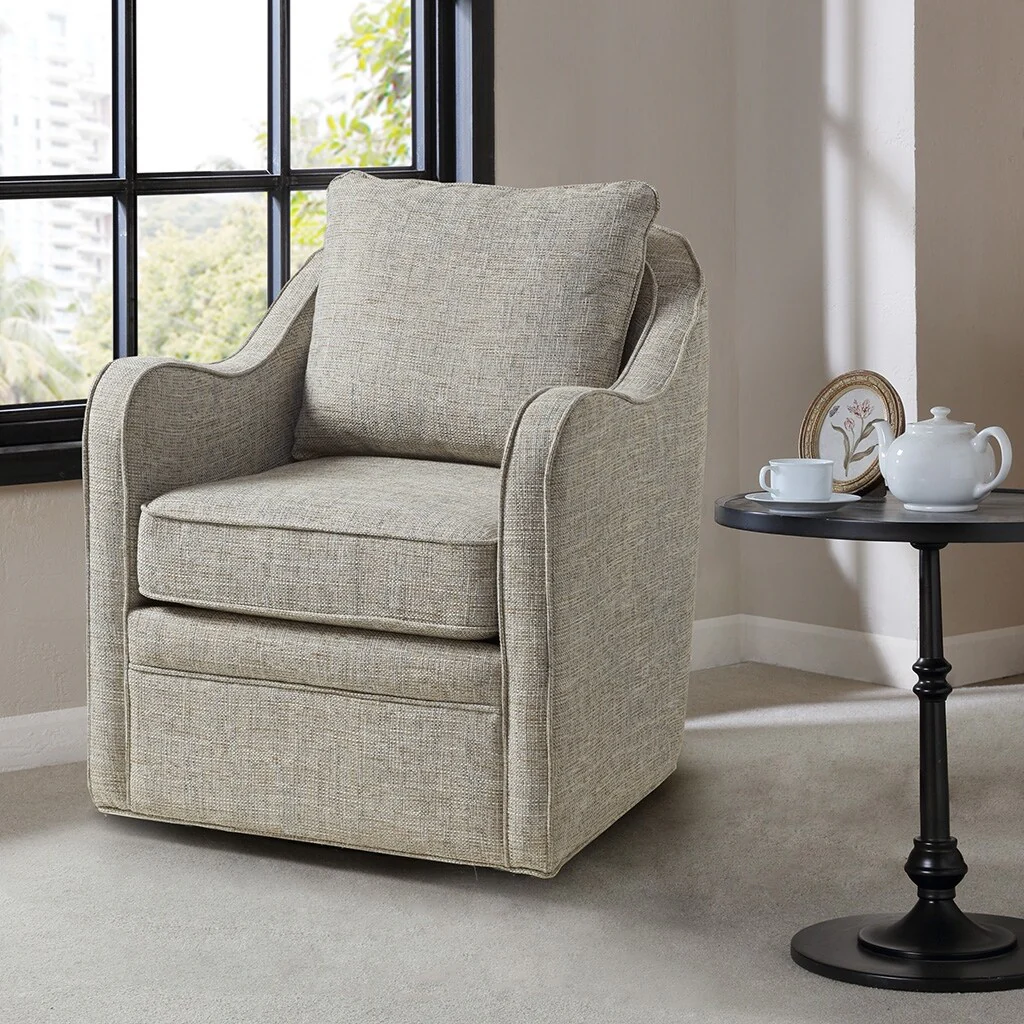 Madison Park Betty Upholstered Swivel Curved Armchair