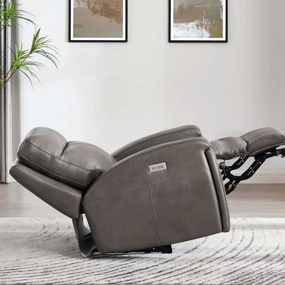 Hydeline Venice Zero Gravity Power Recline and Headrest Top Grain Leather Recliner with Cup Holder