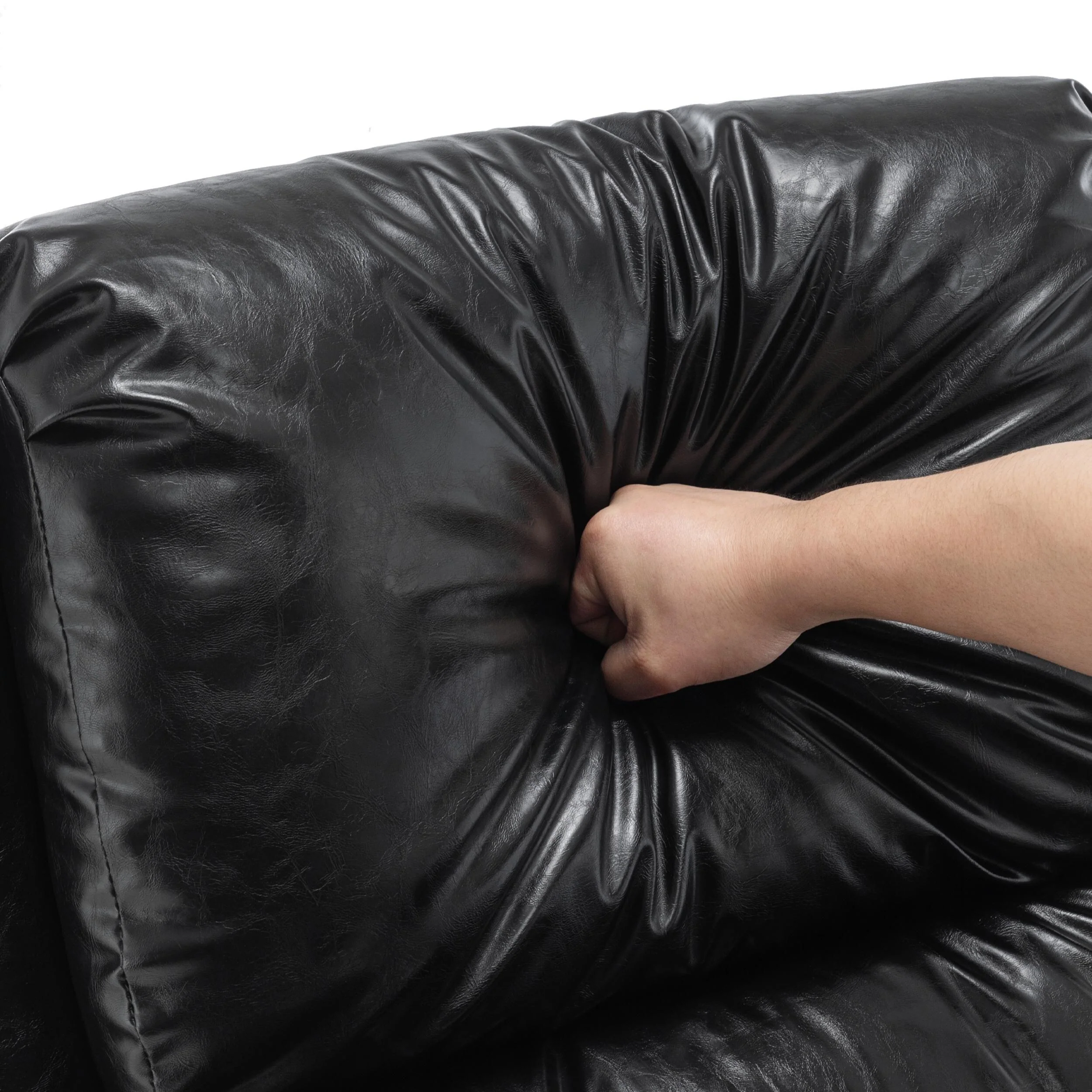 Mid-Century Nailhead Pu Leather Linen Recliner