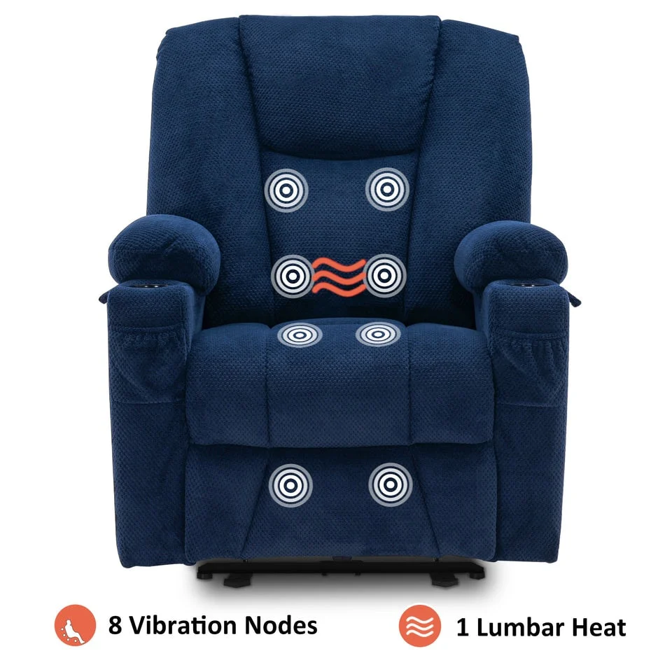 MCombo Electric Power?Recliner Chair with Massage  Heat, Plush Fabric 8015