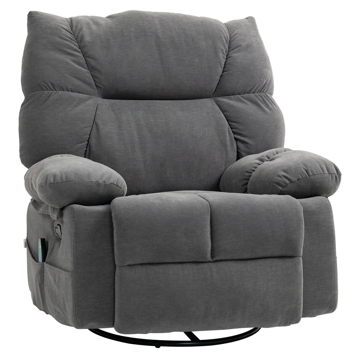 HOMCOM Dark Gray Vibration Massage Chair Recliner with Heat, Oversized Swivel Rocker Chair, Single Sofa