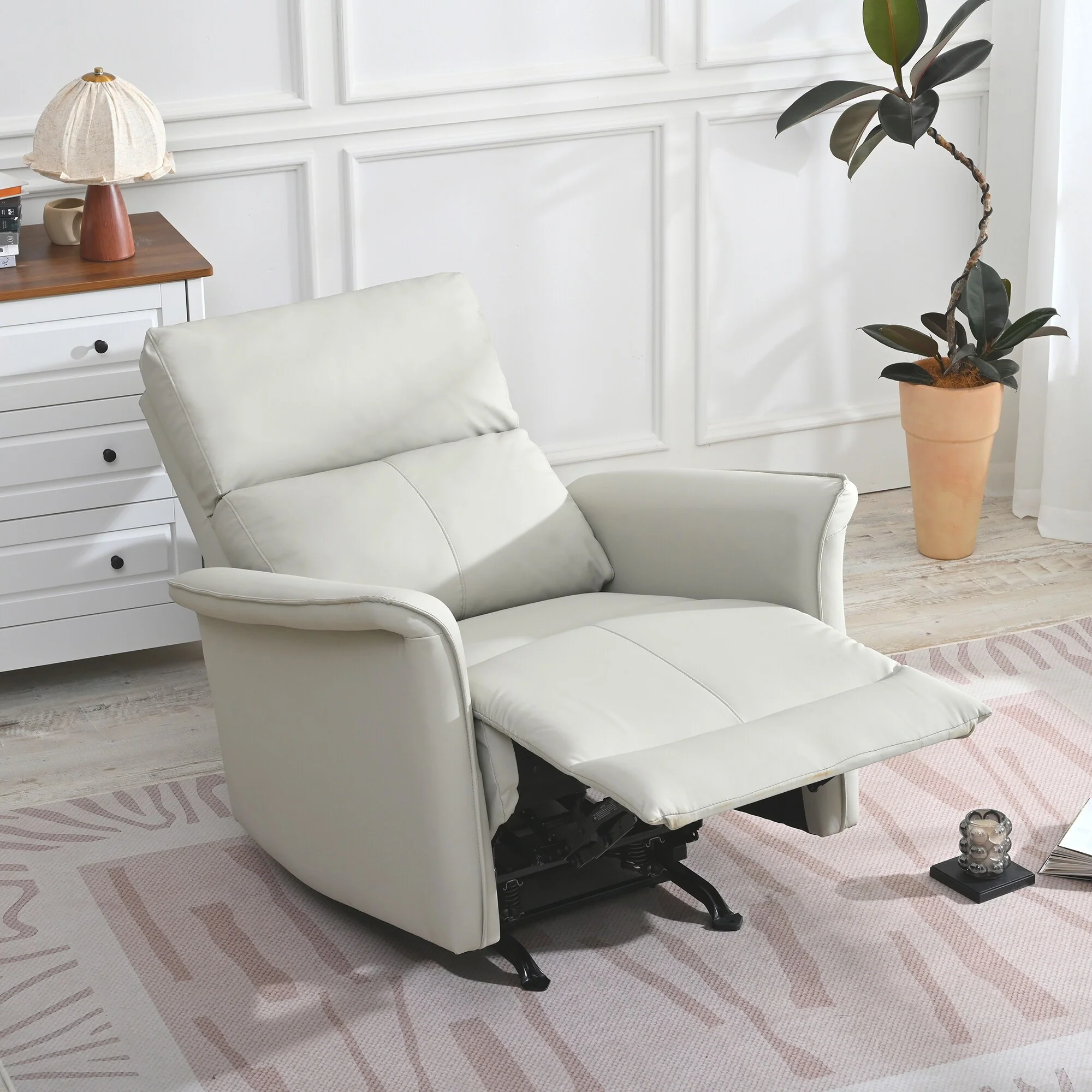 Manual Rocker Recliner Chair For Adults,Manual Rocking Glider Recliner,Fabric Nursery Chair,Single Sofa Recliner,Wide Armrests