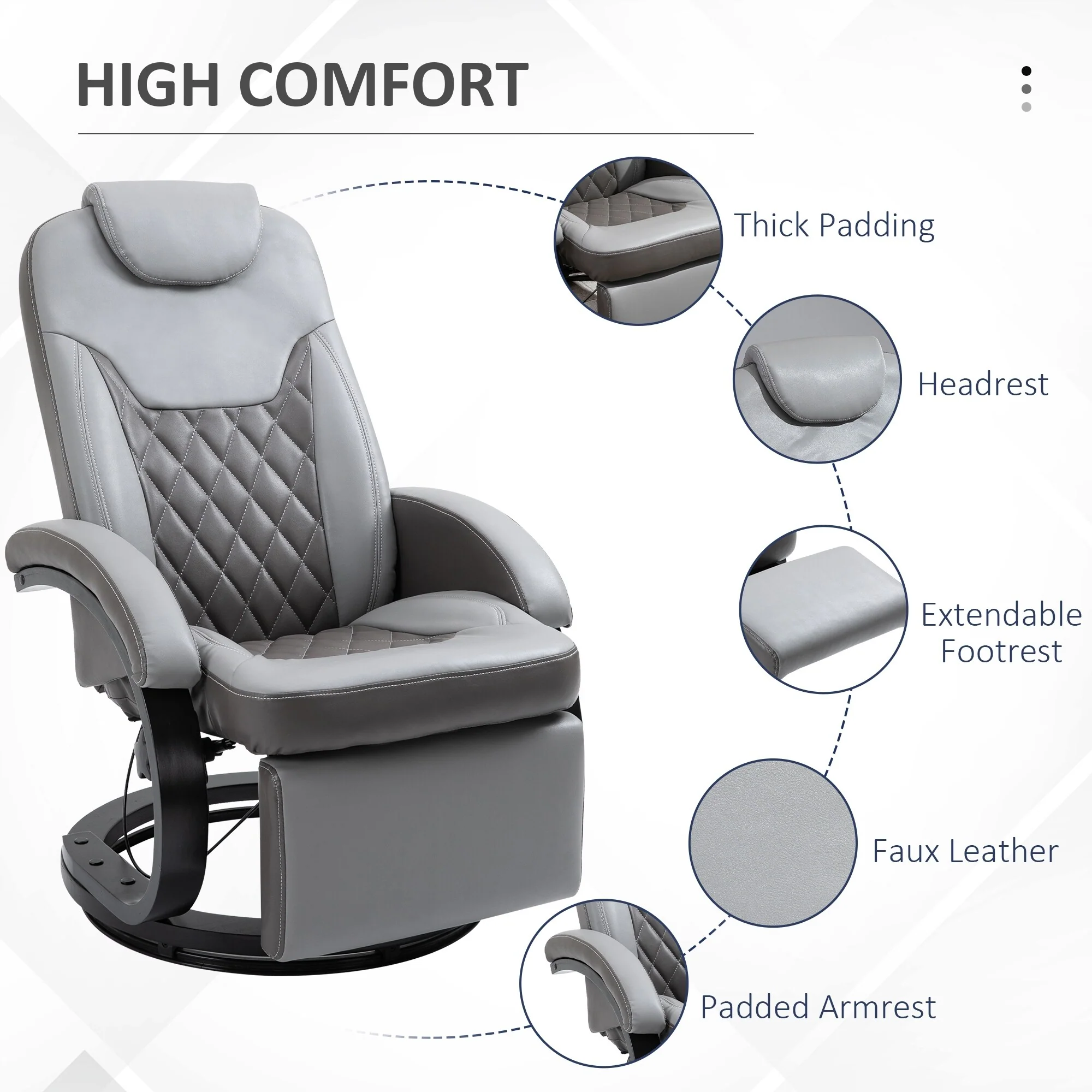 Recliner Armchair with Footrest, Headrest