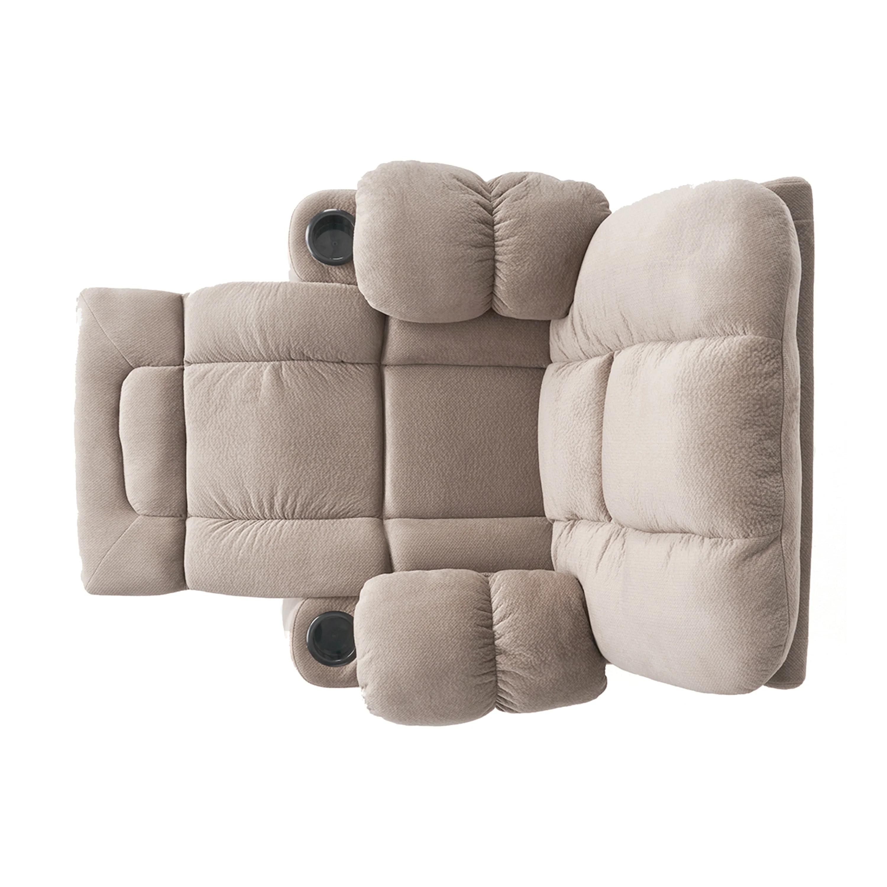 Stylish Manual Recliner with Soft Fabric Upholstery, Plush Padding, and Dual Cup Holders