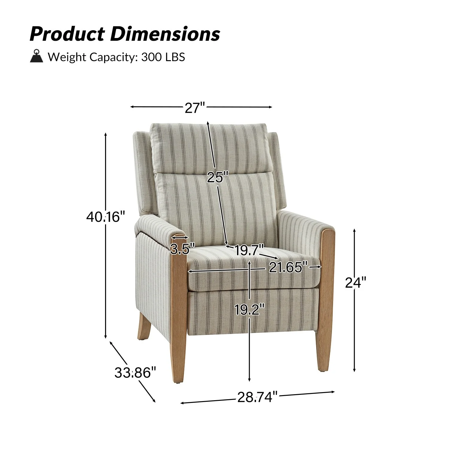 Suares Transitional Nailhead Manual Recliner with Solid Wood Legs by HULALA HOME