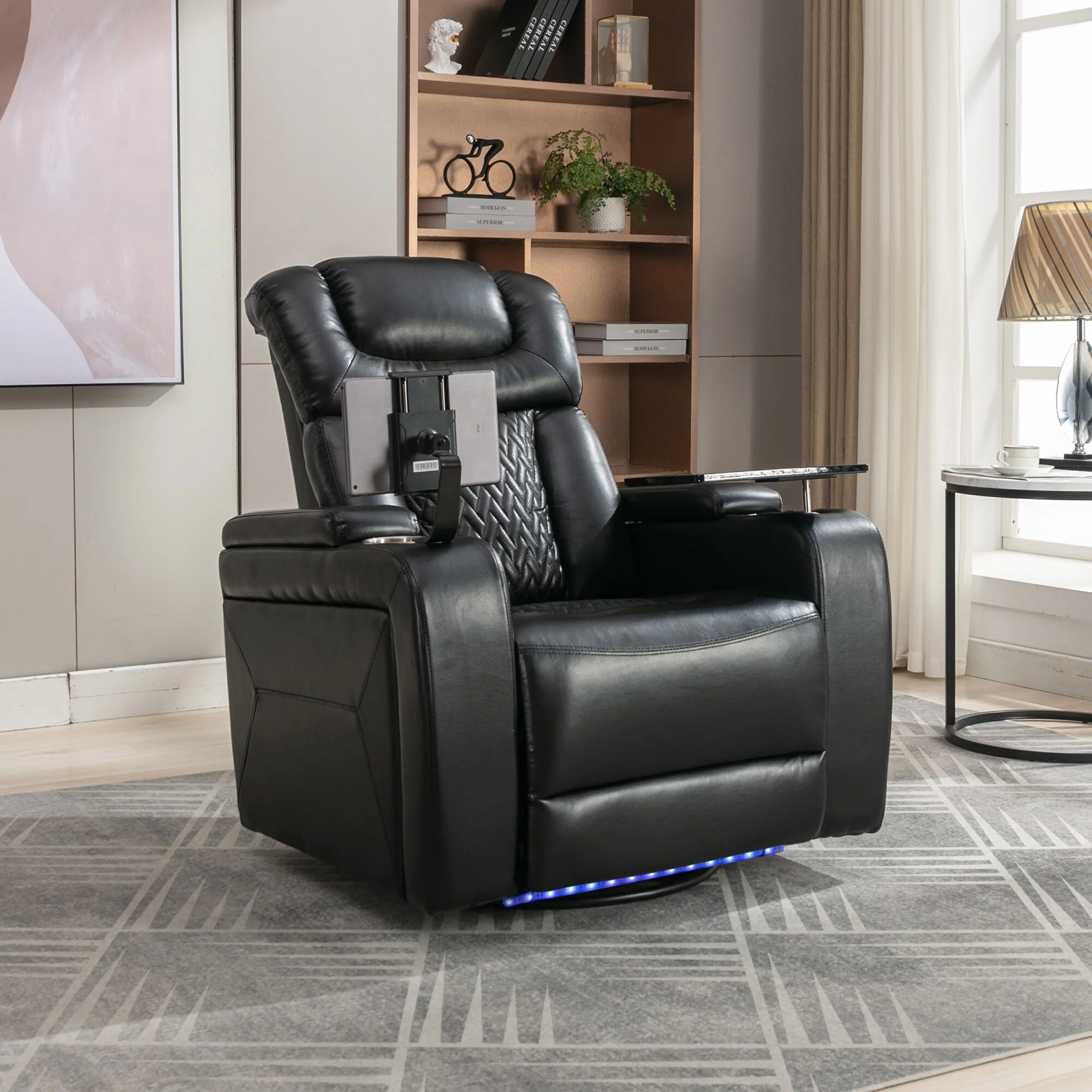 Power Recliner Chair with 270�� Swivel, Tray, USB & Cup Holders
