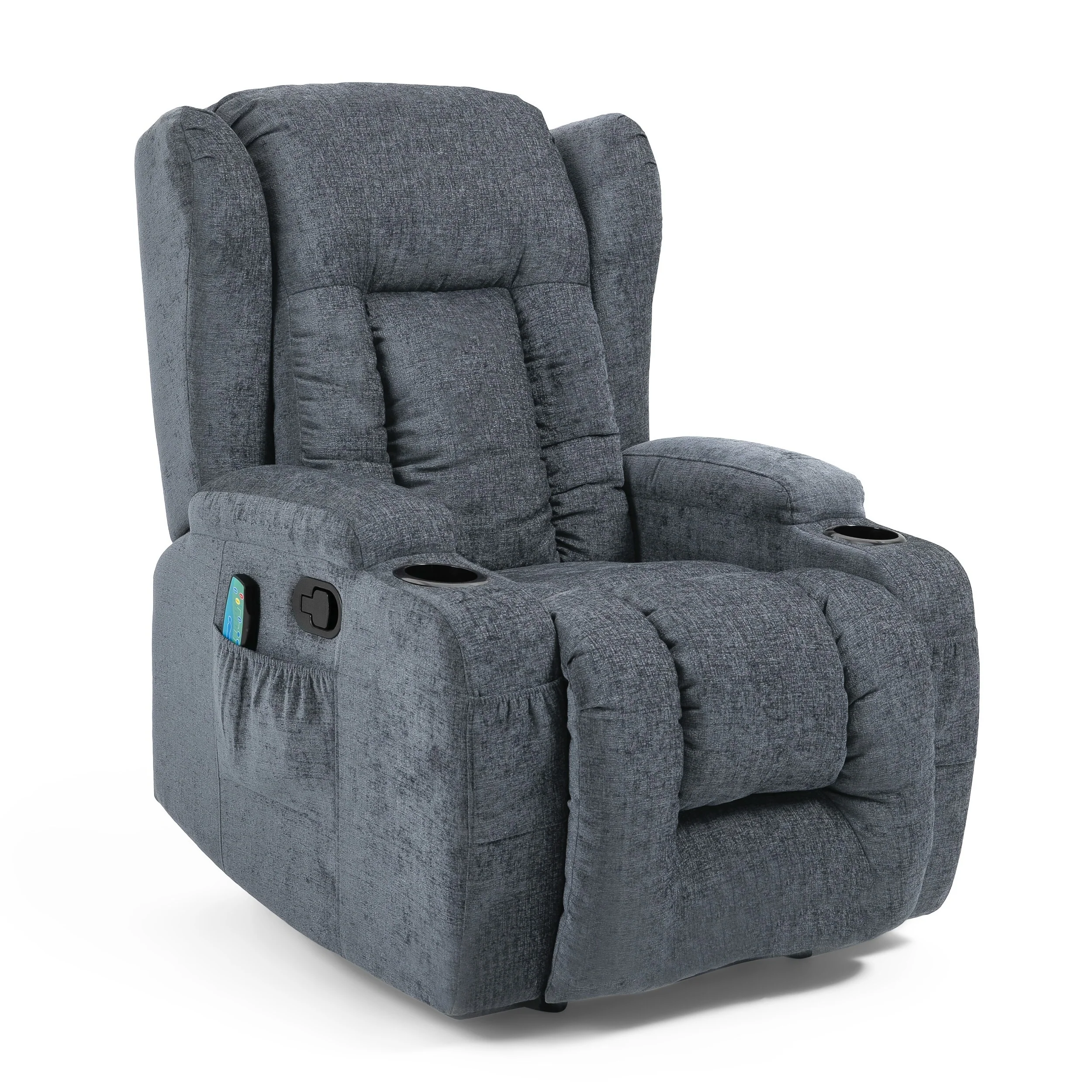 Brown Massage Recliner Chair with Heating, 5 Massage Modes, Cup Holders, Remote Control, and Manual Reclining Function