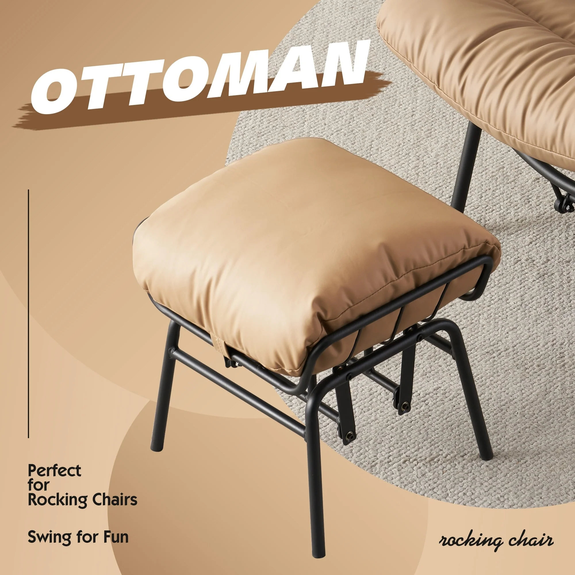 OVIOS Living Room Accent Chair Rocking Recliner Chair with Ottoman