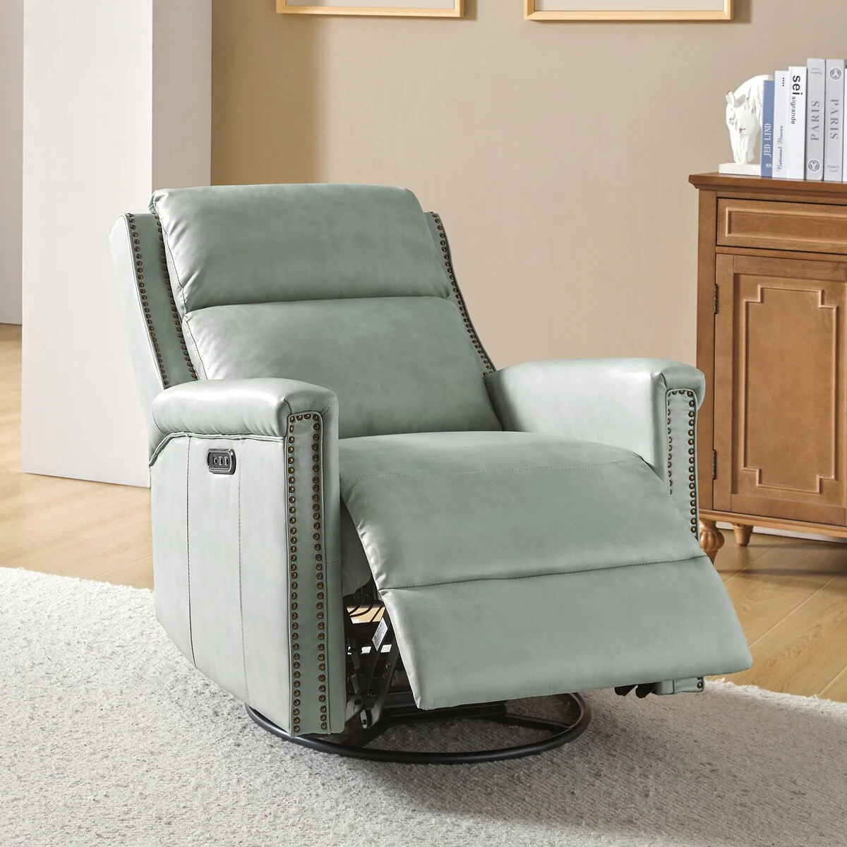 Tobias Traditional Swivel And Rocker Power Recliner by HULALA HOME