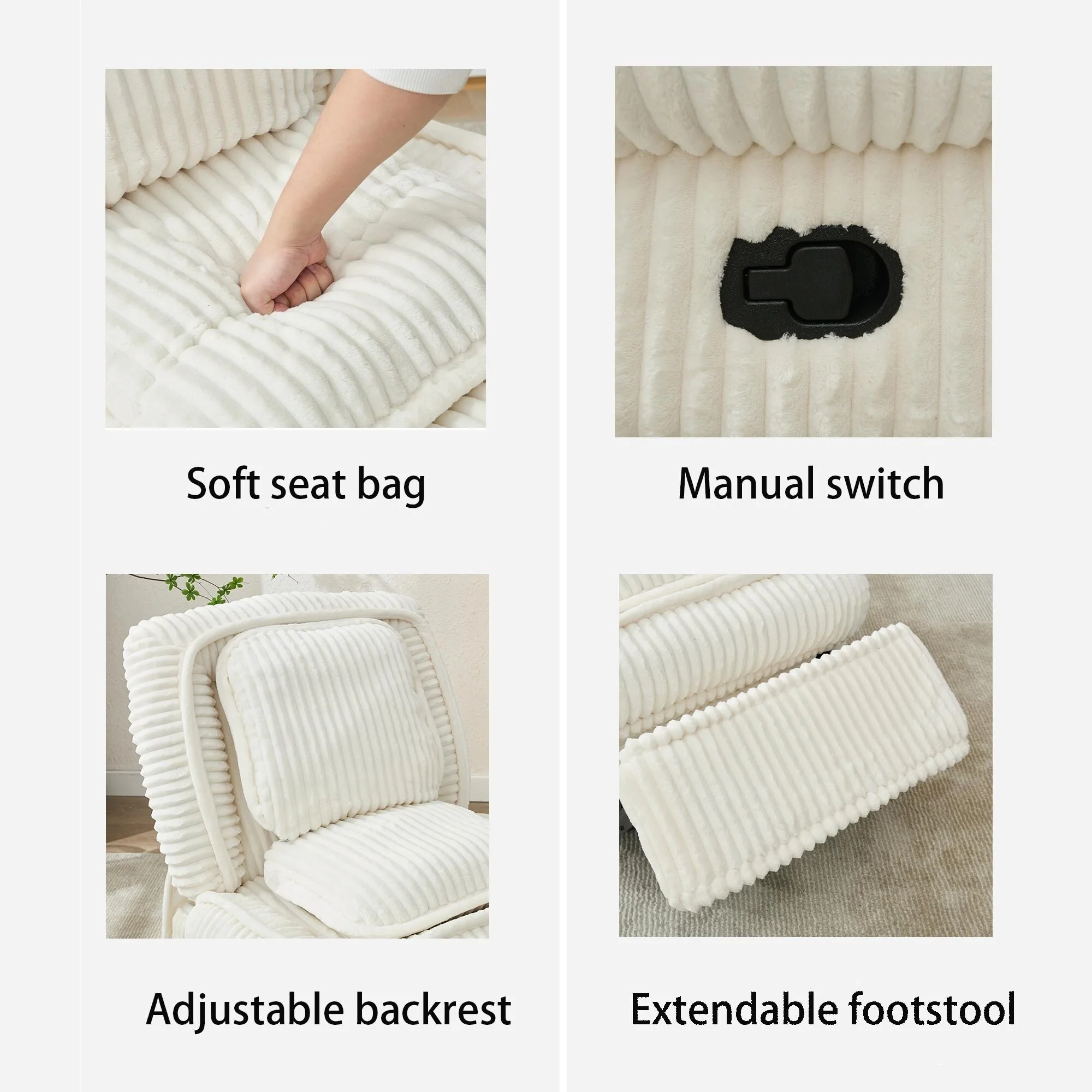 360�� Swivel Rocking Single Sofa,Recliner Sofa, Manual Glider Rocking Armless Chair,Living Room Office