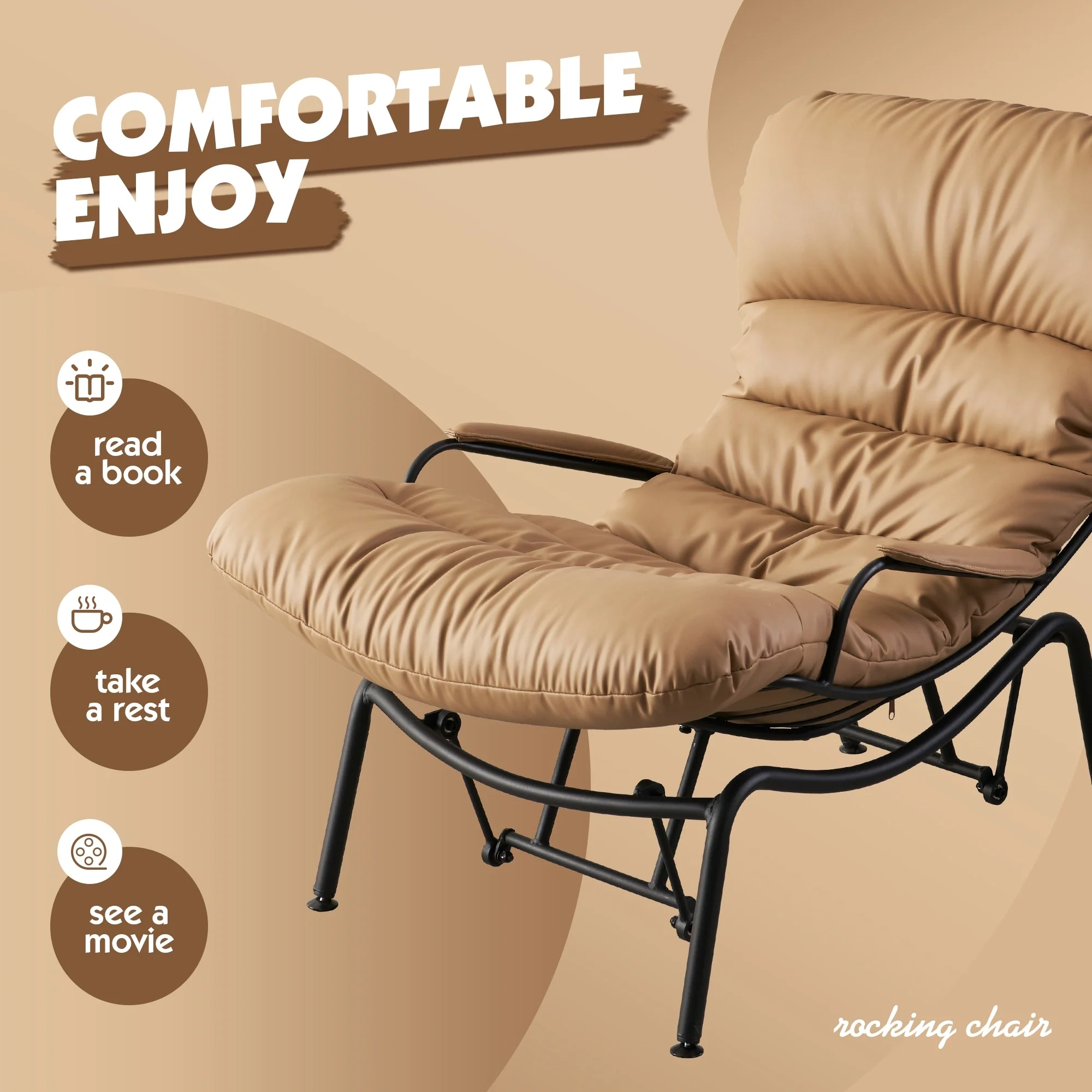 OVIOS Living Room Accent Chair Rocking Recliner Chair with Ottoman