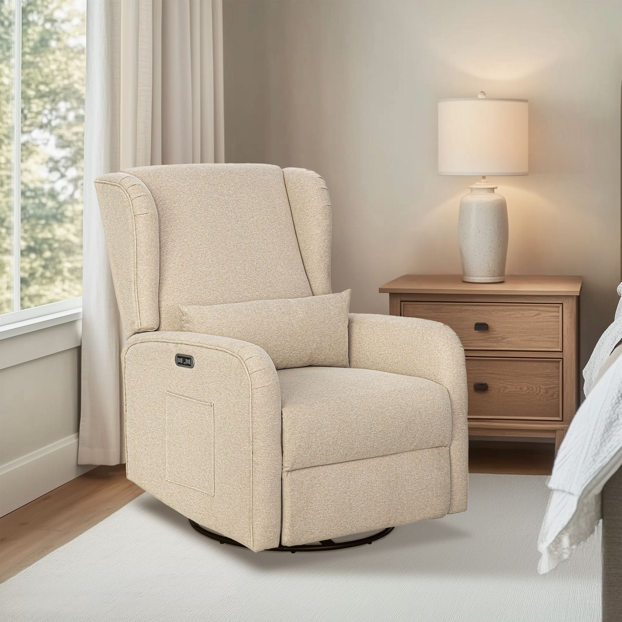 Madison Park Candace Power Recliner 3-in-1 with Swivel, Glider, USB Ports