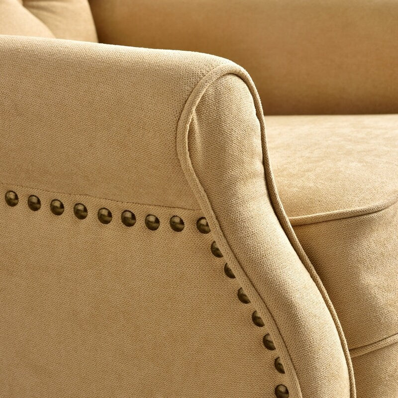 Push Back Recliner with Tufted Back and Wooden Legs