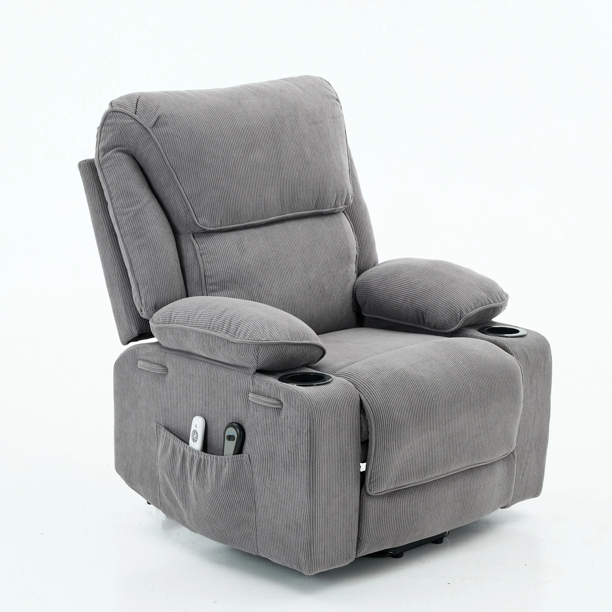 Power Lift Recliner Chair - Remote Control with Heat  Massage, PU Leather, Side Pockets - Senior Mobility Assist Chair