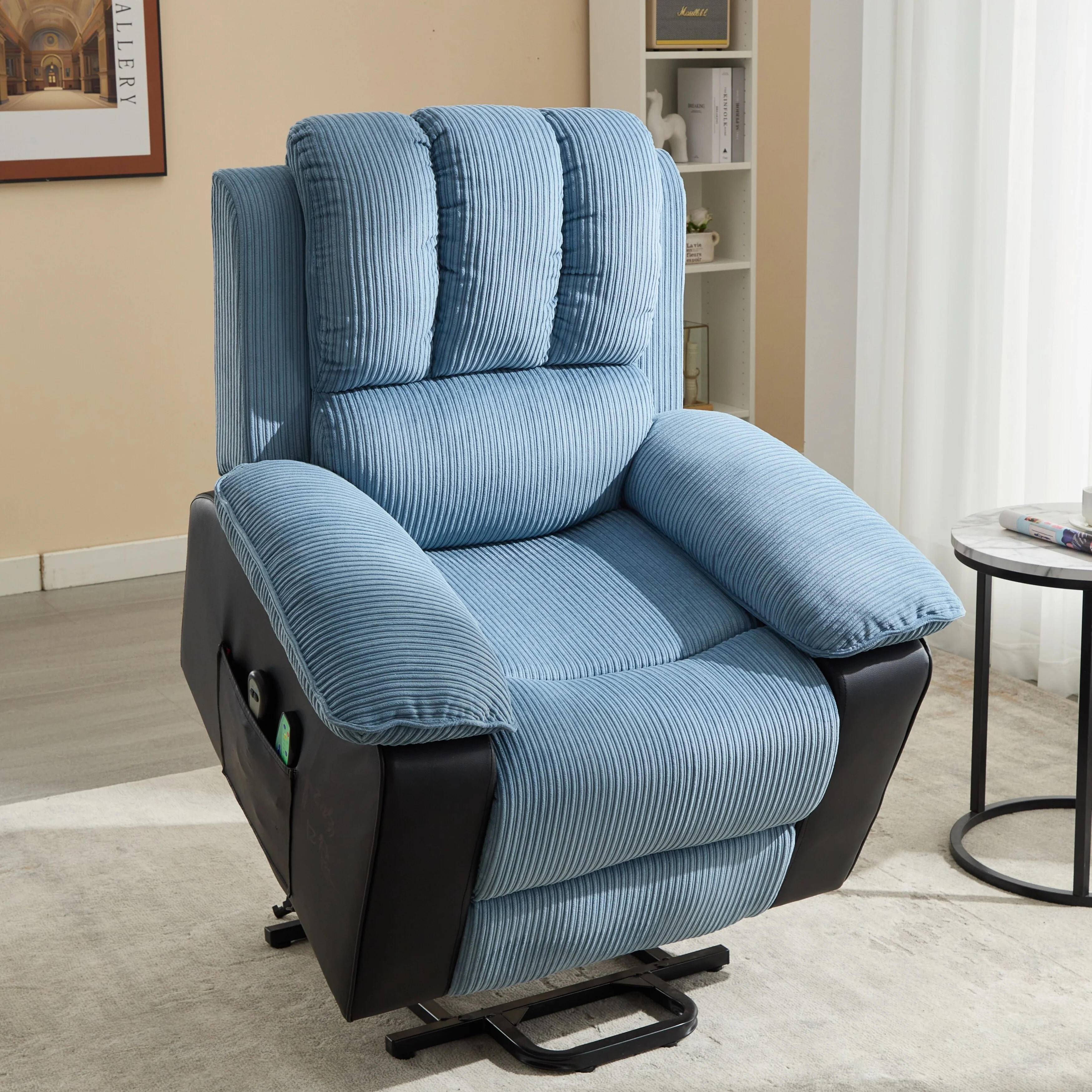 Blue Recliner with Heat, Massage & Modern Design