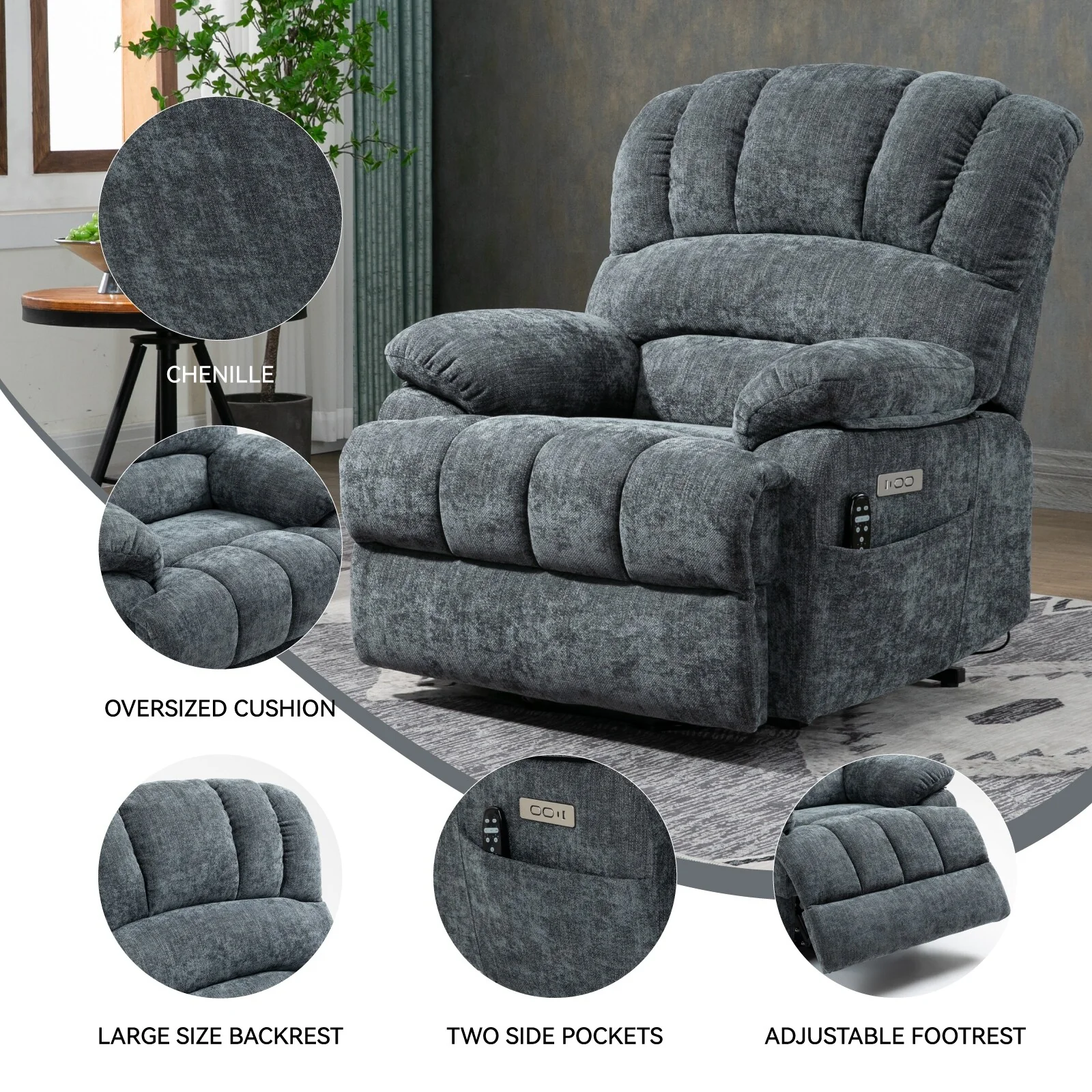Chenille Power Lift Recliner Chair
