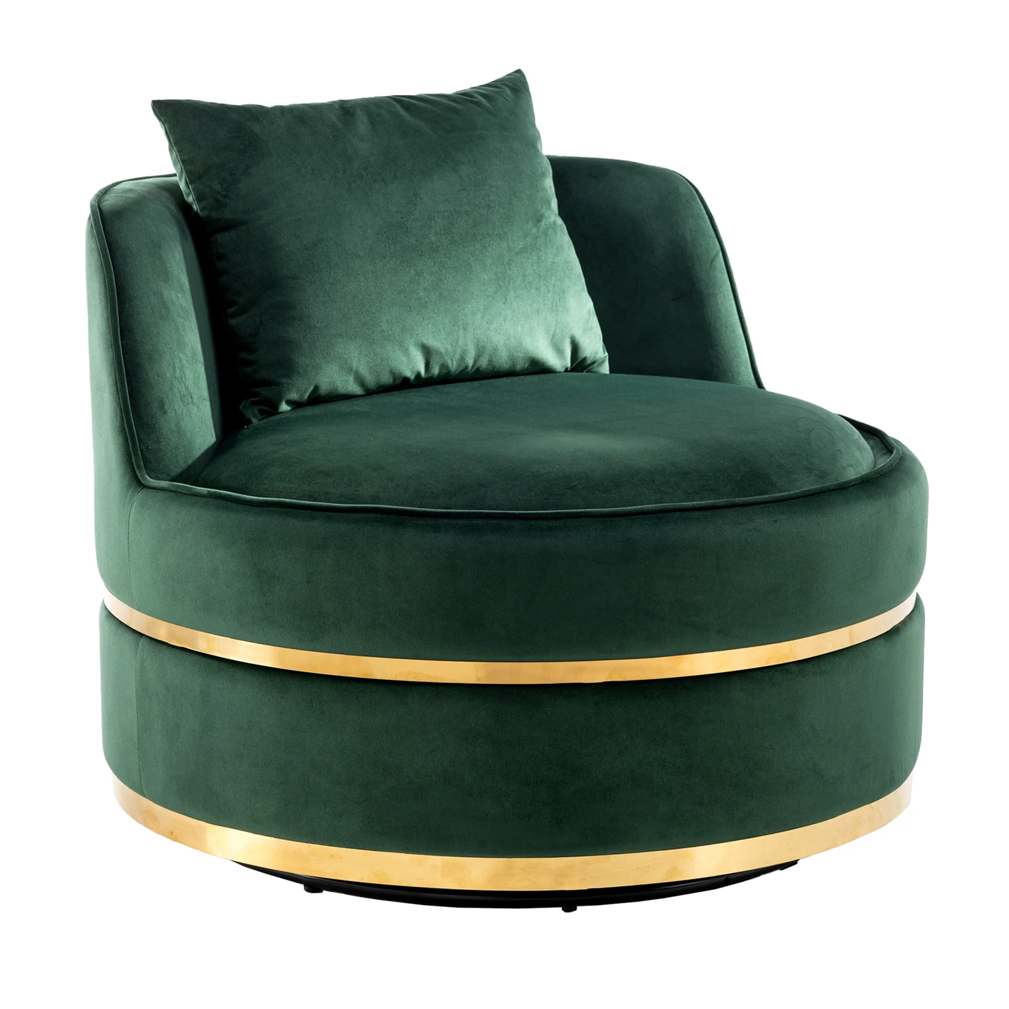 Velvet 360�� Swivel Accent Chair with Seat Cushion, Upholstered Barrel Chair with Stainless Steel Base Living Room Chair