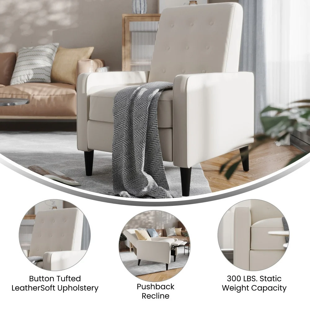 Pushback Recliner with Button Tufted Back