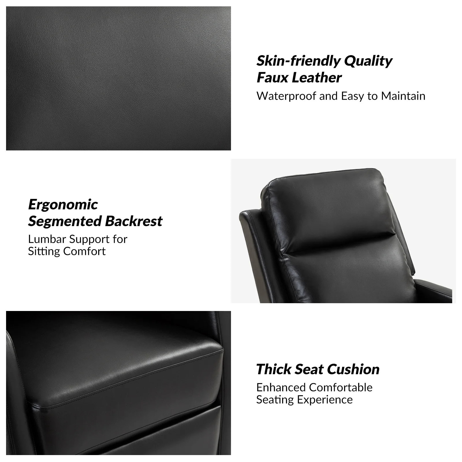 Esteban Modern Faux Leather Manual Rocking Swivel Recliner with Wingback