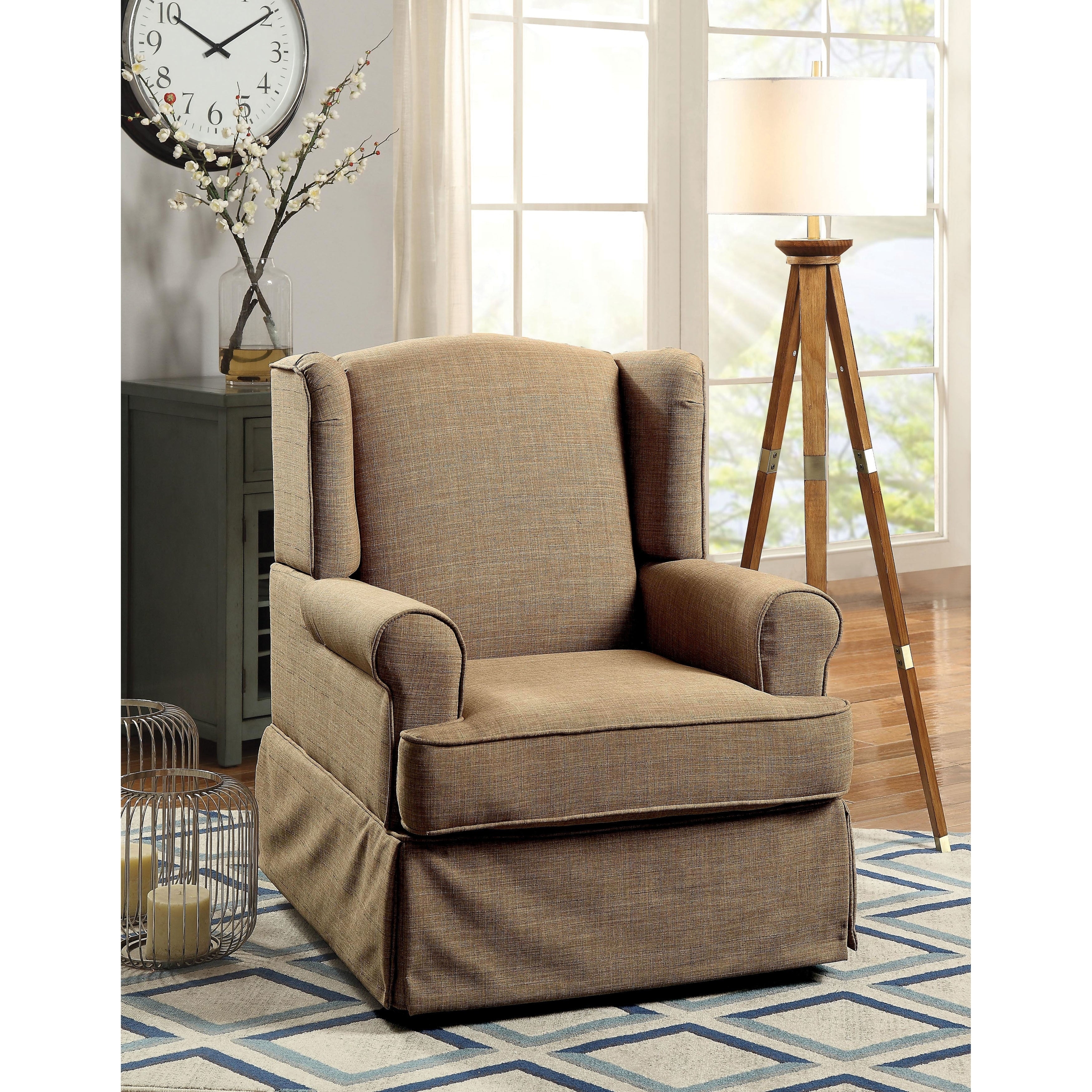 Keal Transitional Fabric Upholstered Skirted Glider Rocker Chair by Furniture of America