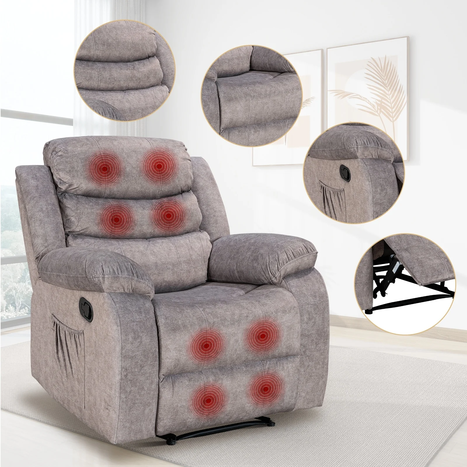 Soft Recliner Chair with Massage and Heat Function