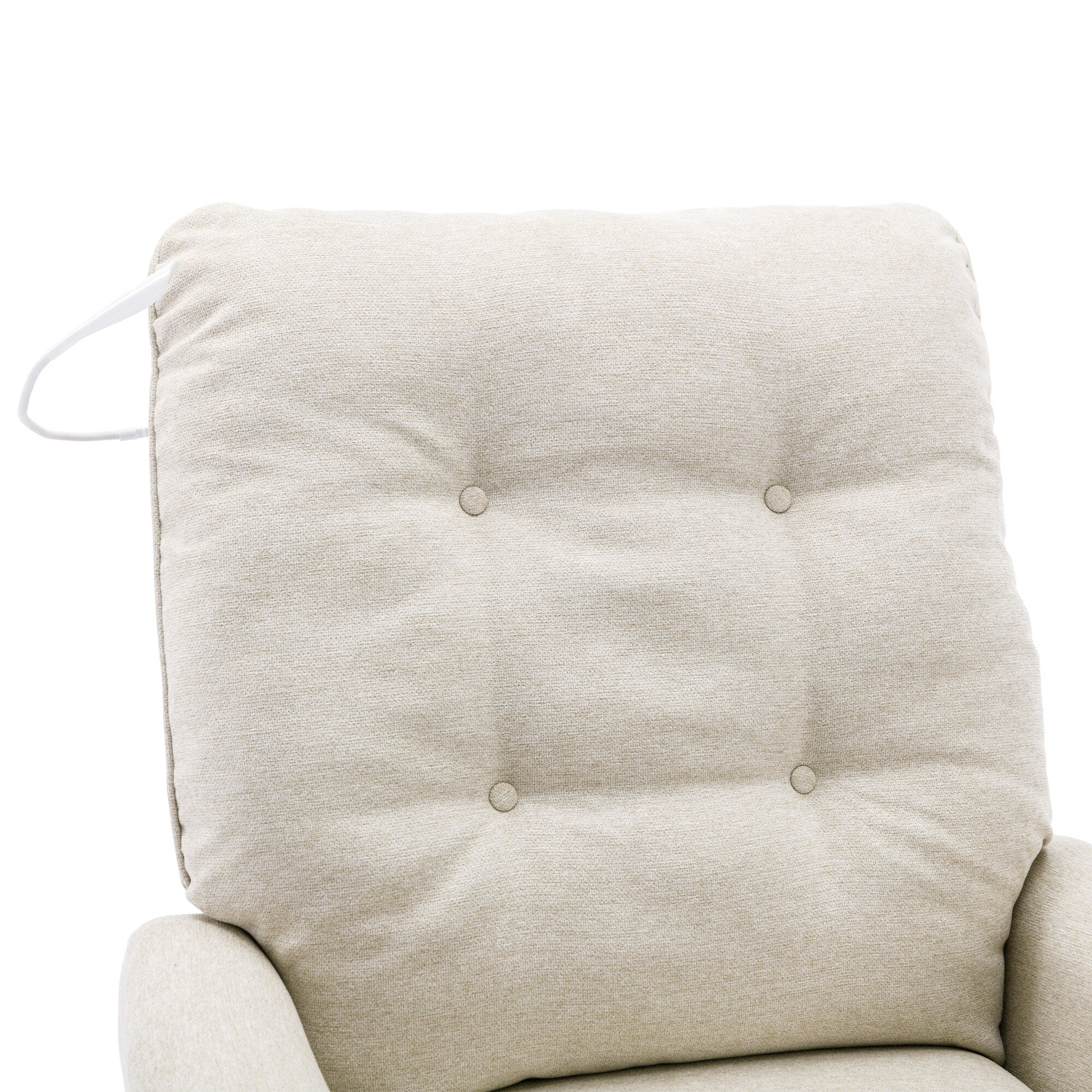 Beige 270�� Swivel Recliner with USB, Rocking Base, and Side Pocket