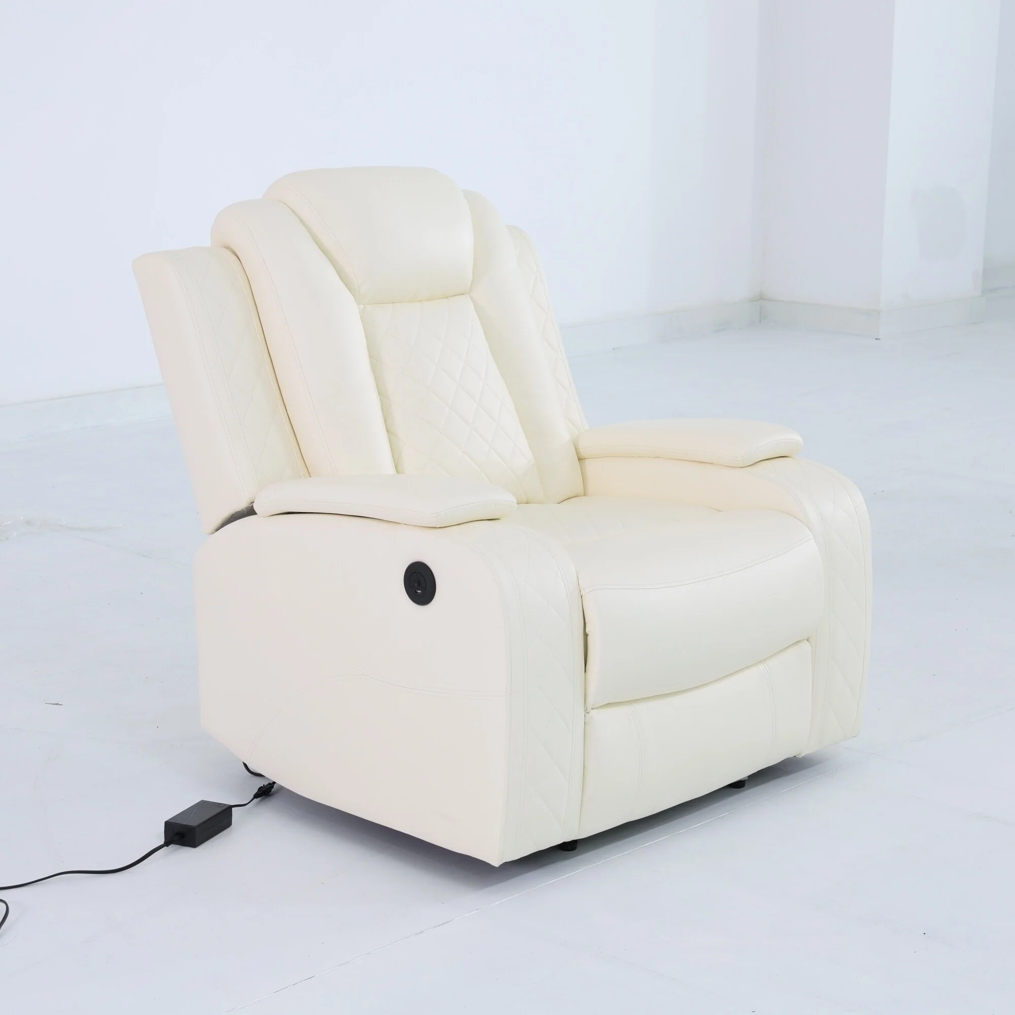 Modern Breathing Leather Recliner Chair with Ambient Lighting and USB-Powered LED