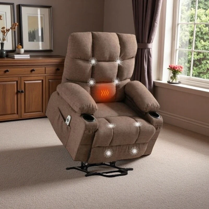 Electric Lift Recliner with Heating, Massage Therapy, USB Charging, and Handy Storage Pockets