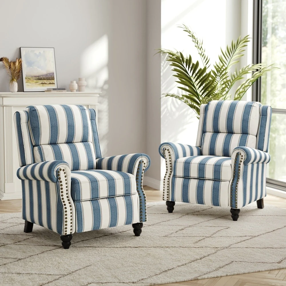 Nail-head Padded Seat Pushback Recliner Chair