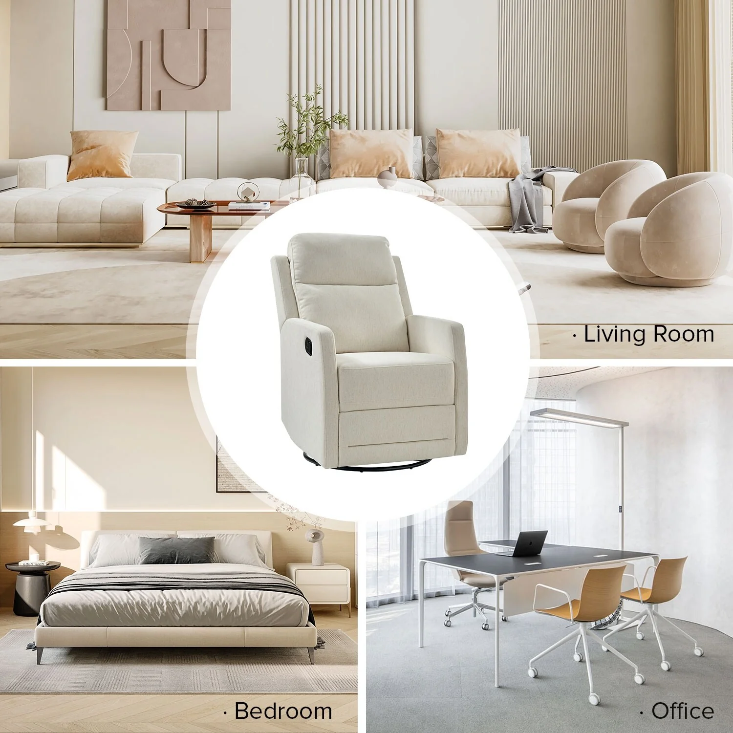 Diana Modern Polyester 360-degree Swivel Rocker Recliner by HULALA HOME