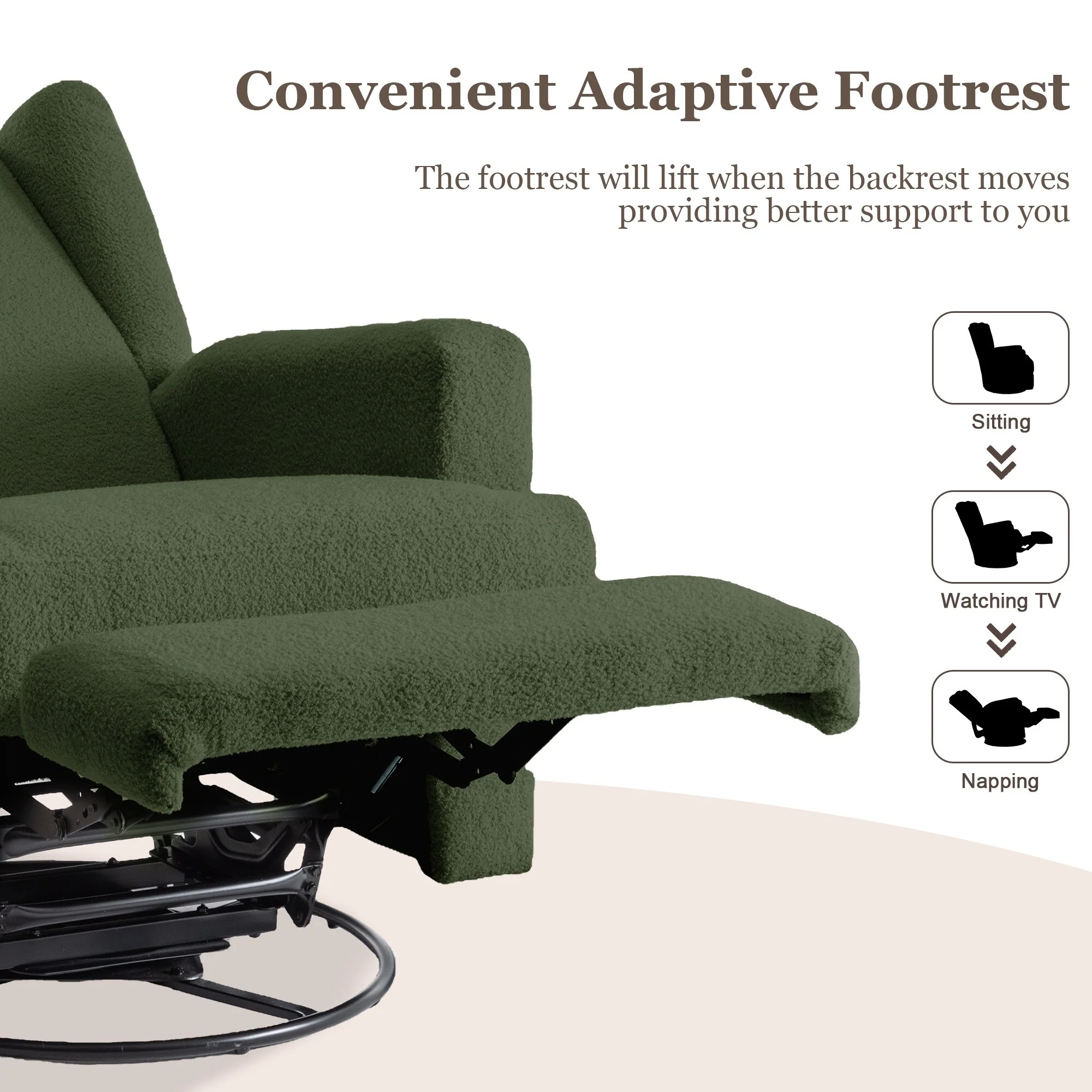 31'' W Wingback Manual Glider Swivel Rocker Recliner Nursery Chair