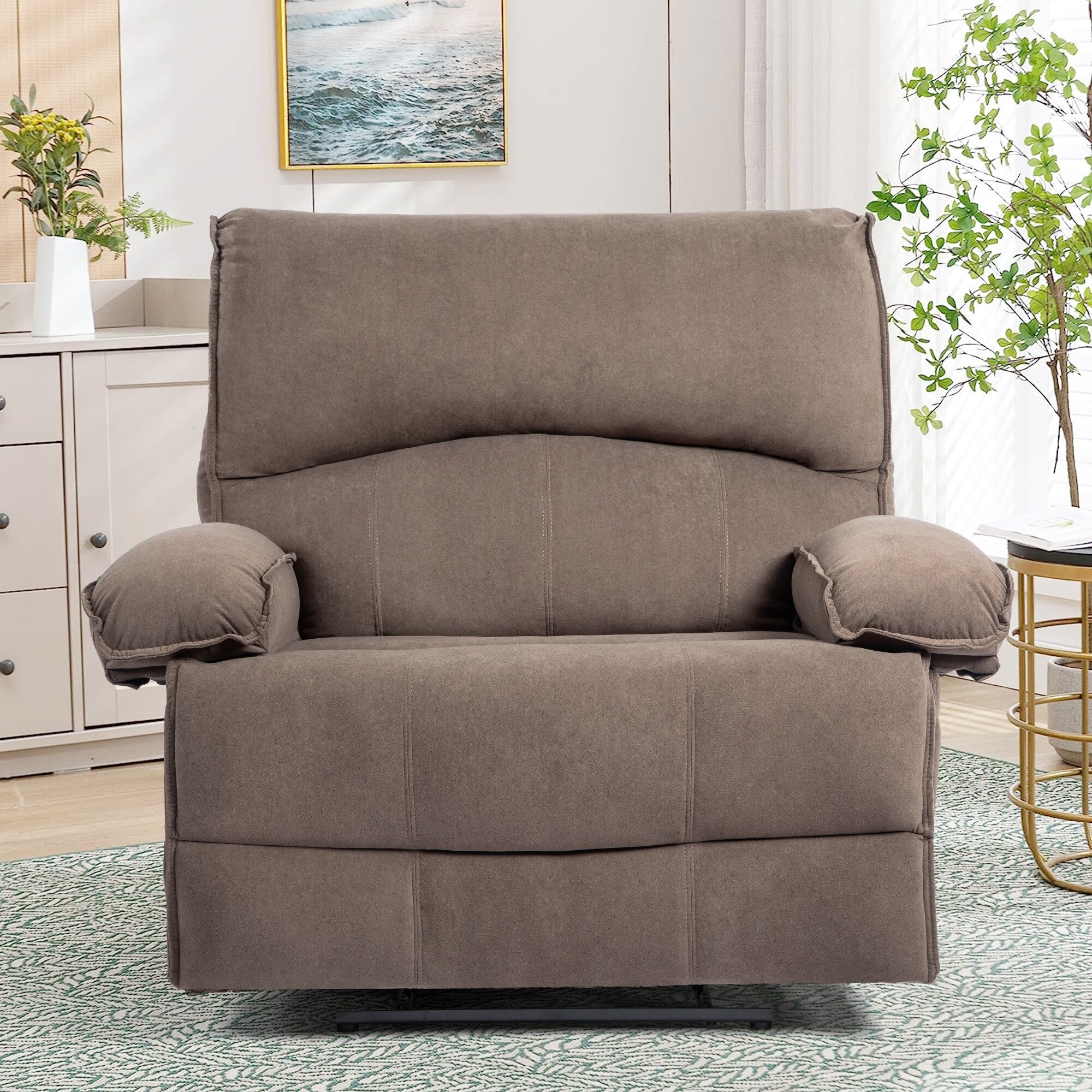 Push?Back Recliner Chair with Massage Pillow & Wide Seat