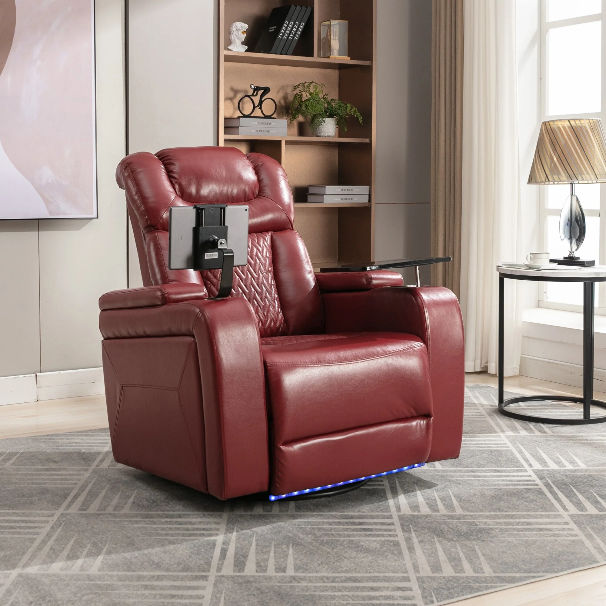 Power Recliner Chair with 270�� Swivel, Tray, USB & Cup Holders