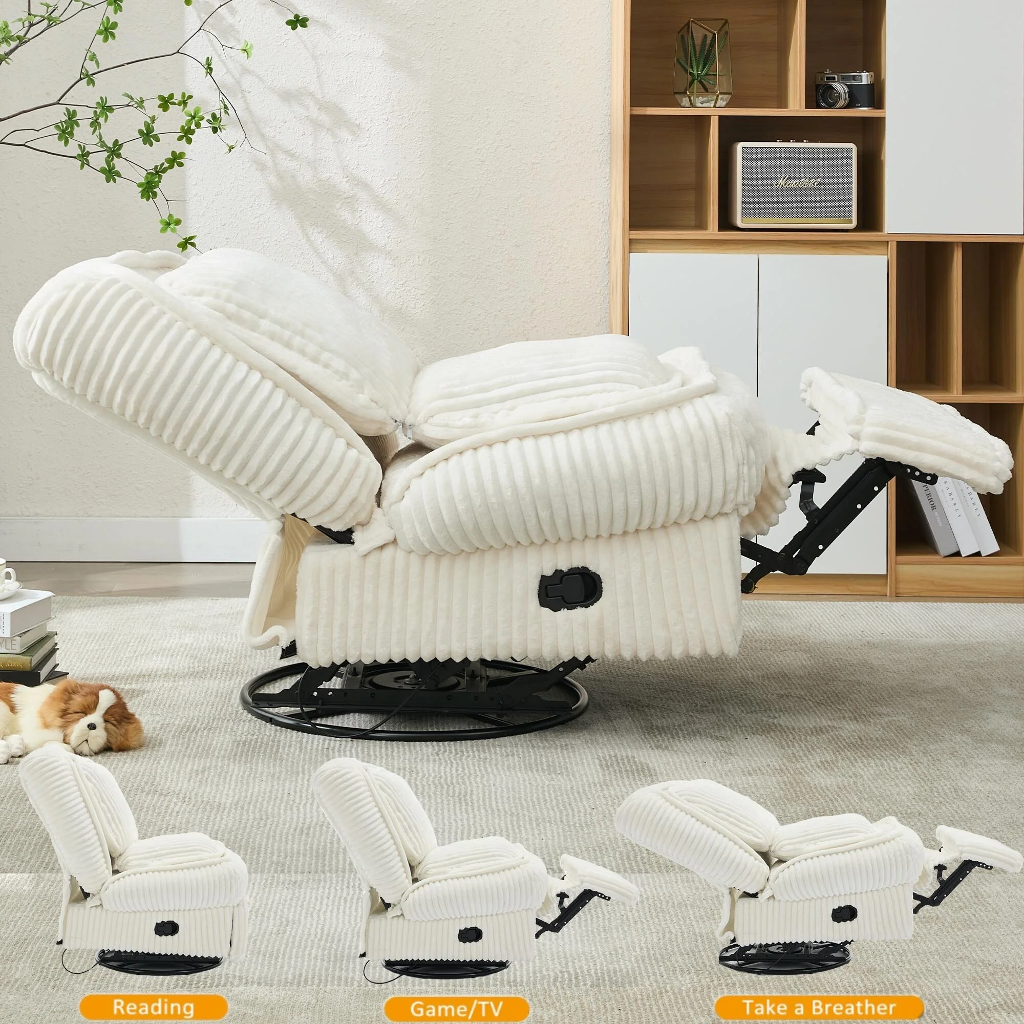 360�� Swivel Rocking Single Sofa,Recliner Sofa, Manual Glider Rocking Armless Chair,Living Room Office