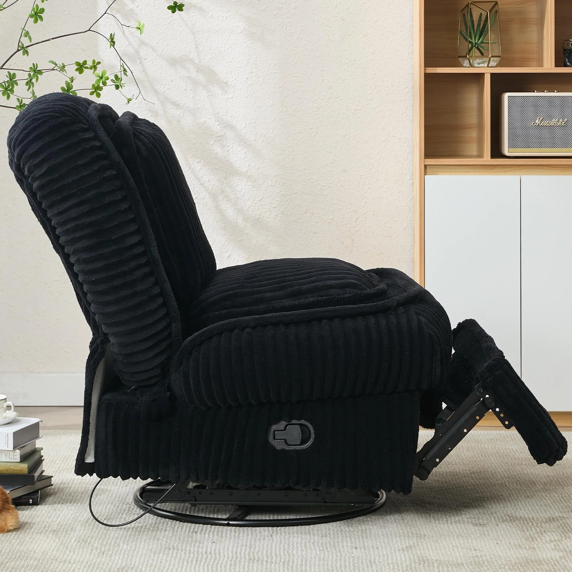 360�� Swivel Rocking Single Sofa,Recliner Sofa, Manual Glider Rocking Armless Chair,Living Room Office